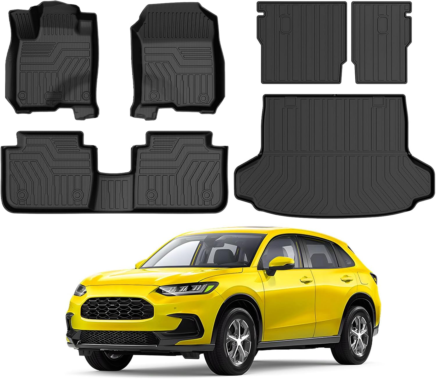 Detalle de KUST All-Weather Floor Mats for Honda HR-V (2023–2026) – Full Set, TPE, High Edges, Cargo Mat