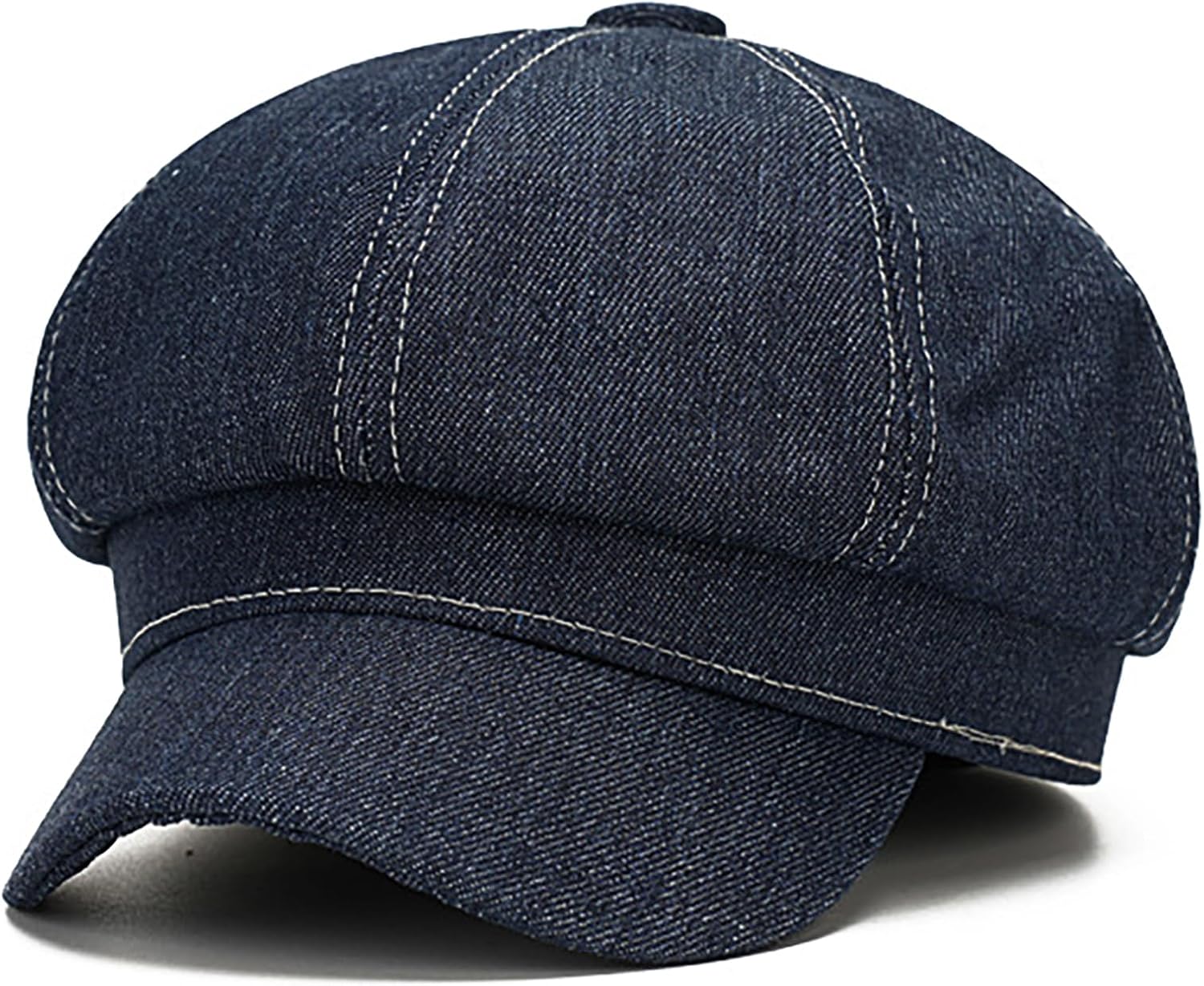 Detalle de Yiqeenho Denim Beret Hat for Women: Washed Denim Newsboy Cap