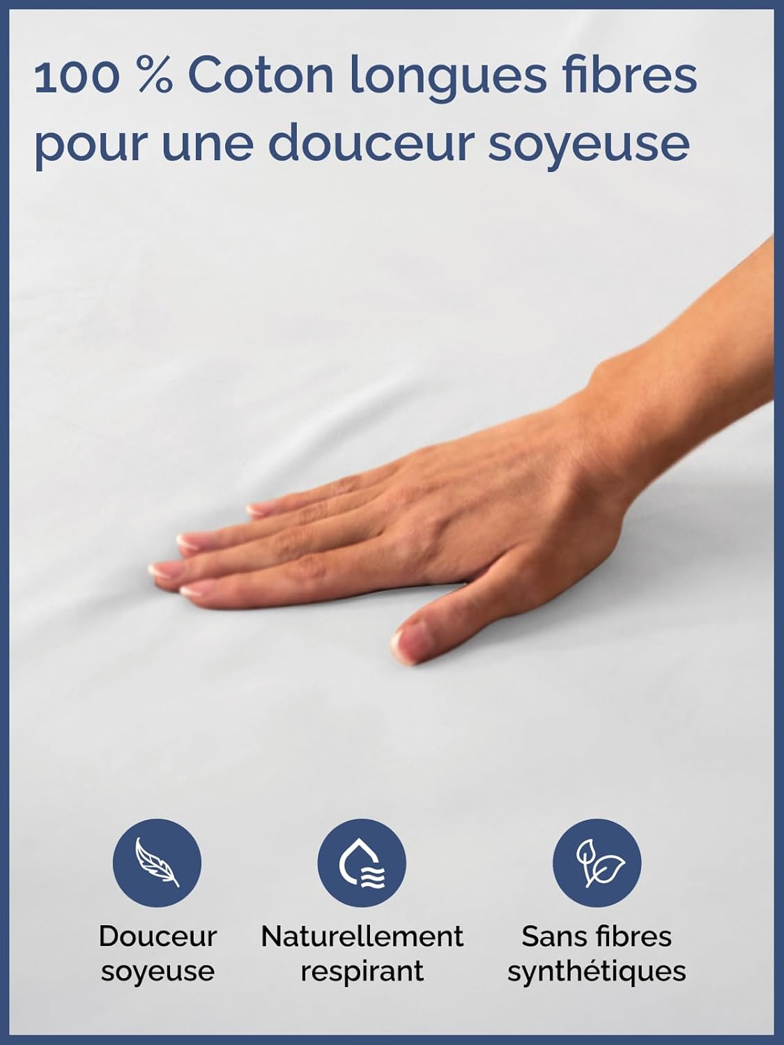 Thumbnail 4 de Drap-housse Grand Bonnet 90x190 cm – 100% coton doux 400 fils, OEKO-TEX, épais jusqu’à 30 cm, blanc