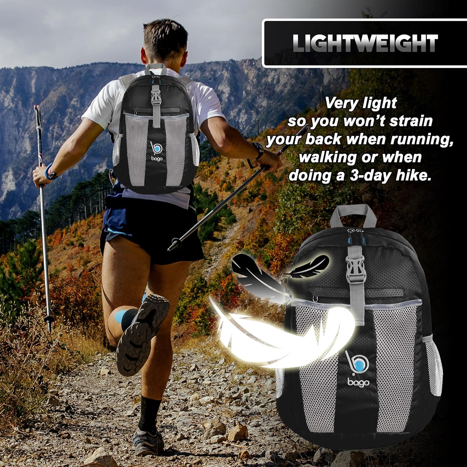 Detalle de Bago 25L waterproof hiking backpack