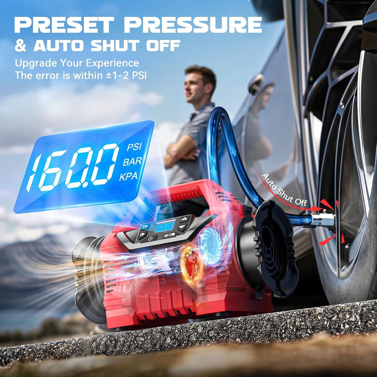 Thumbnail 5 de DIYtoolifz 3X Faster Tire Inflator/Deflator (Tool Only) — 0-36 PSI in 2 Minutes, Dual 12V/18V Power, 160 PSI, LCD, + LED