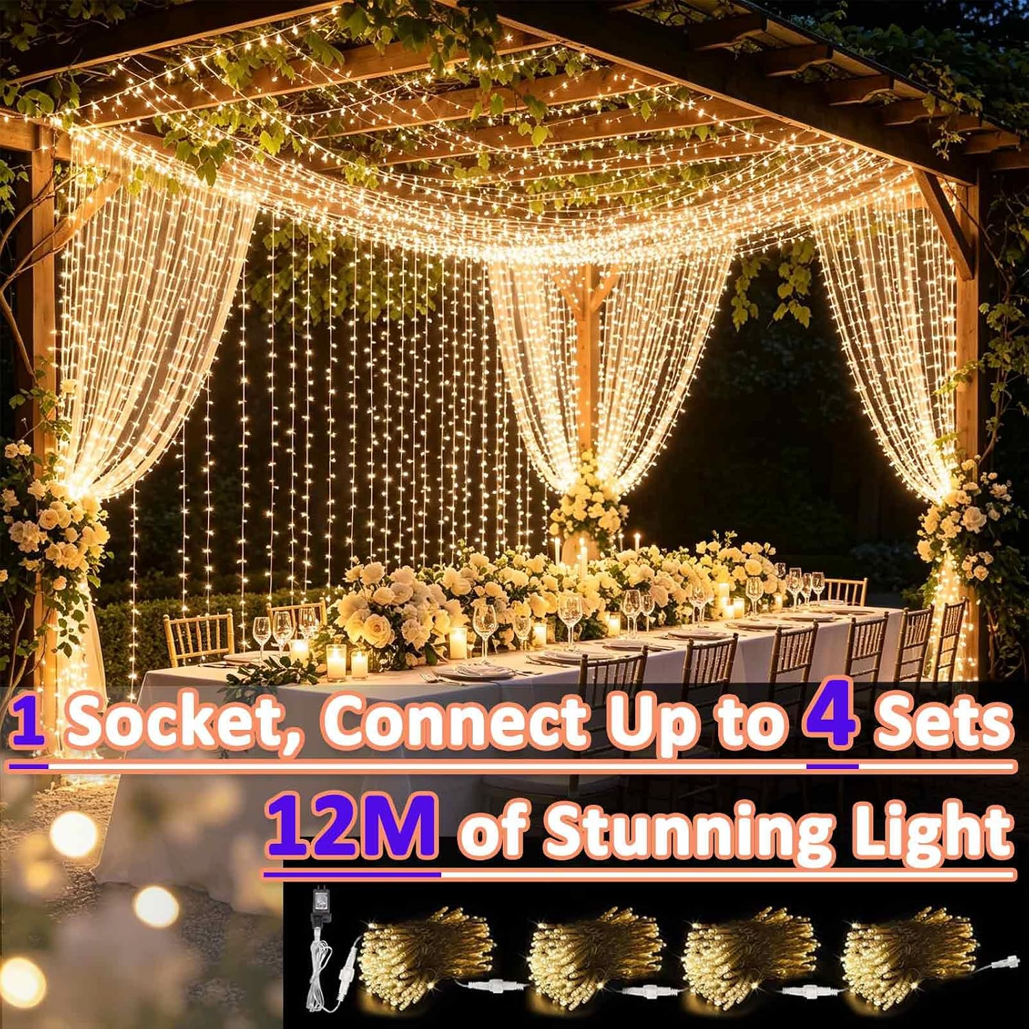 Thumbnail 4 de Cozymeow Tenda Luminosa 300 LED 3x3m: catena luminosa impermeabile per outdoor e indoor