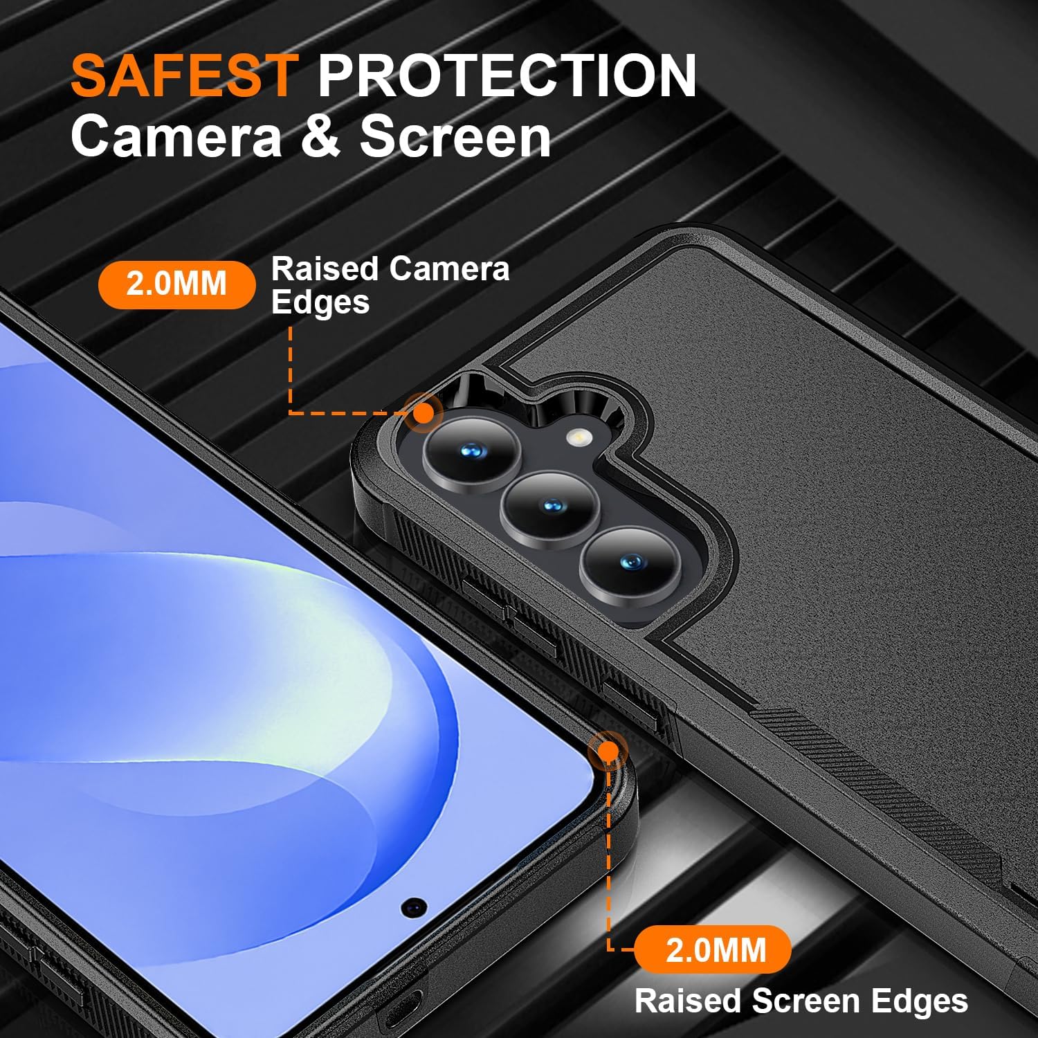 Detalle de Ezanmull Samsung Galaxy S26 FE Case with Tempered Glass Protectors