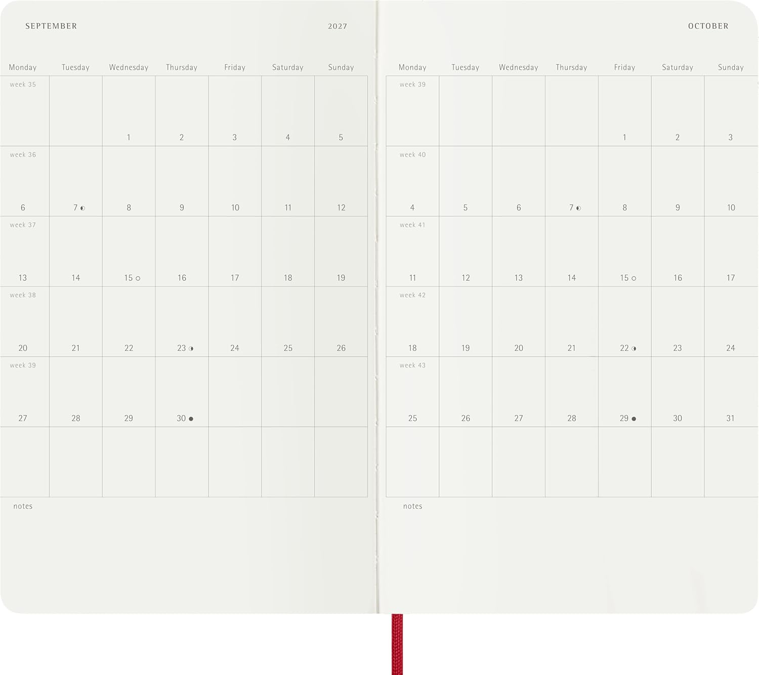 Detalle 1 de Moleskine DSF218WN3Y27 weekkalender 2026-2027, 18 maanden, 13 x 21 cm