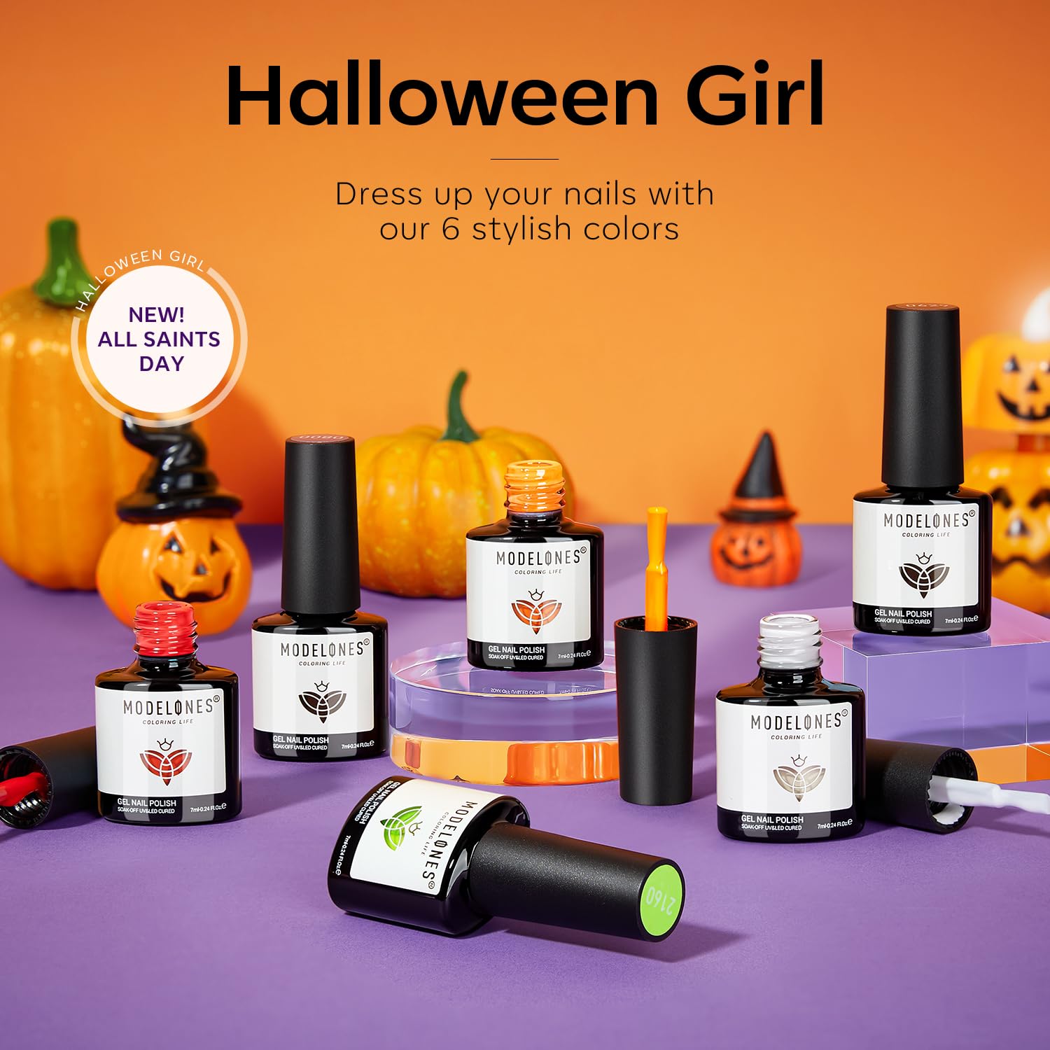 Detalle 2 de Modelones Neon Gel Nail Polish Set, 6 Colors