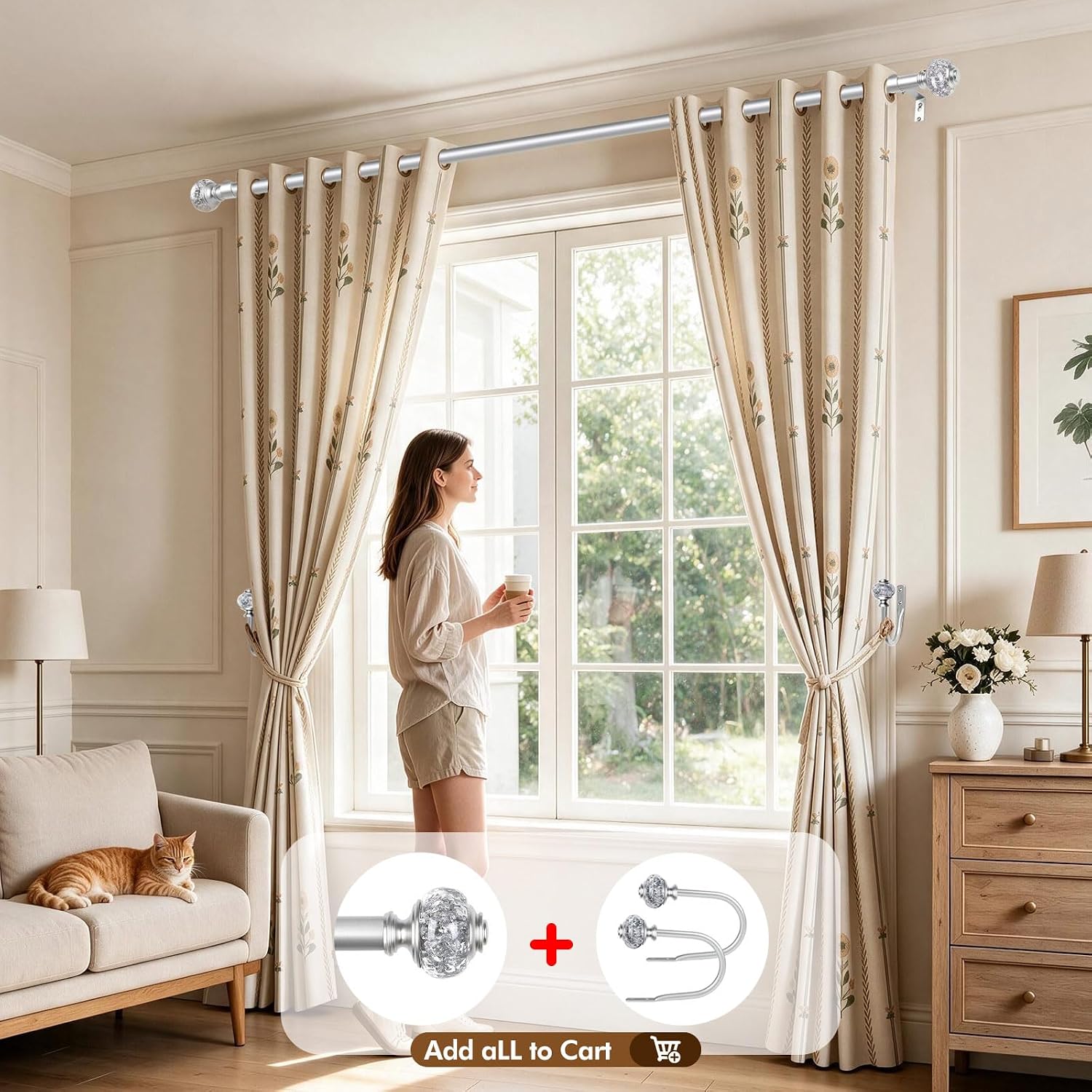 Detalle 2 de USFOOK Curtain Rod, 7/8-Inch