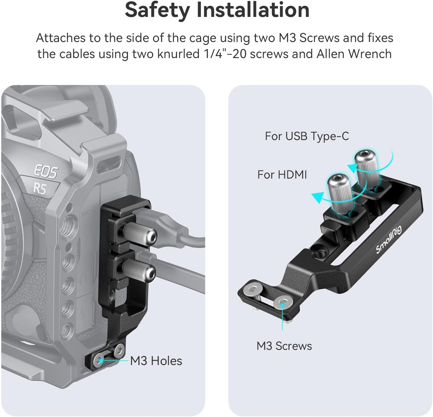 Detalle 2 de SmallRig Kabelklemme & USB‑C‑Kabelklemme für EOS R5/R6 Cage 2982/2981B