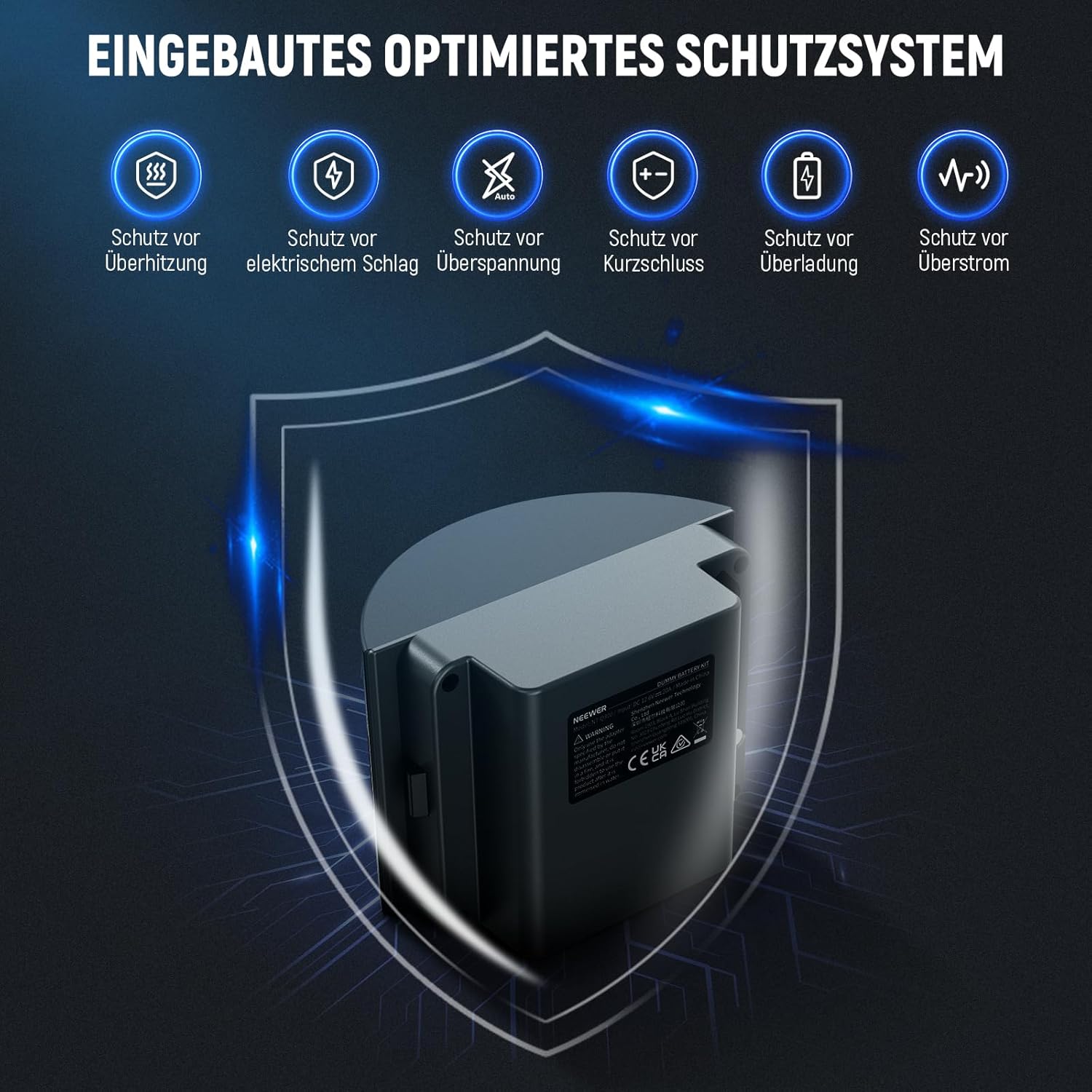 Thumbnail 4 de NEEWER Q300 Dummy Akku Set (NT-Q300) für Q300 Blitzlicht im Outdoor-Einsatz mit AC-Netzteil, EU-Stecker