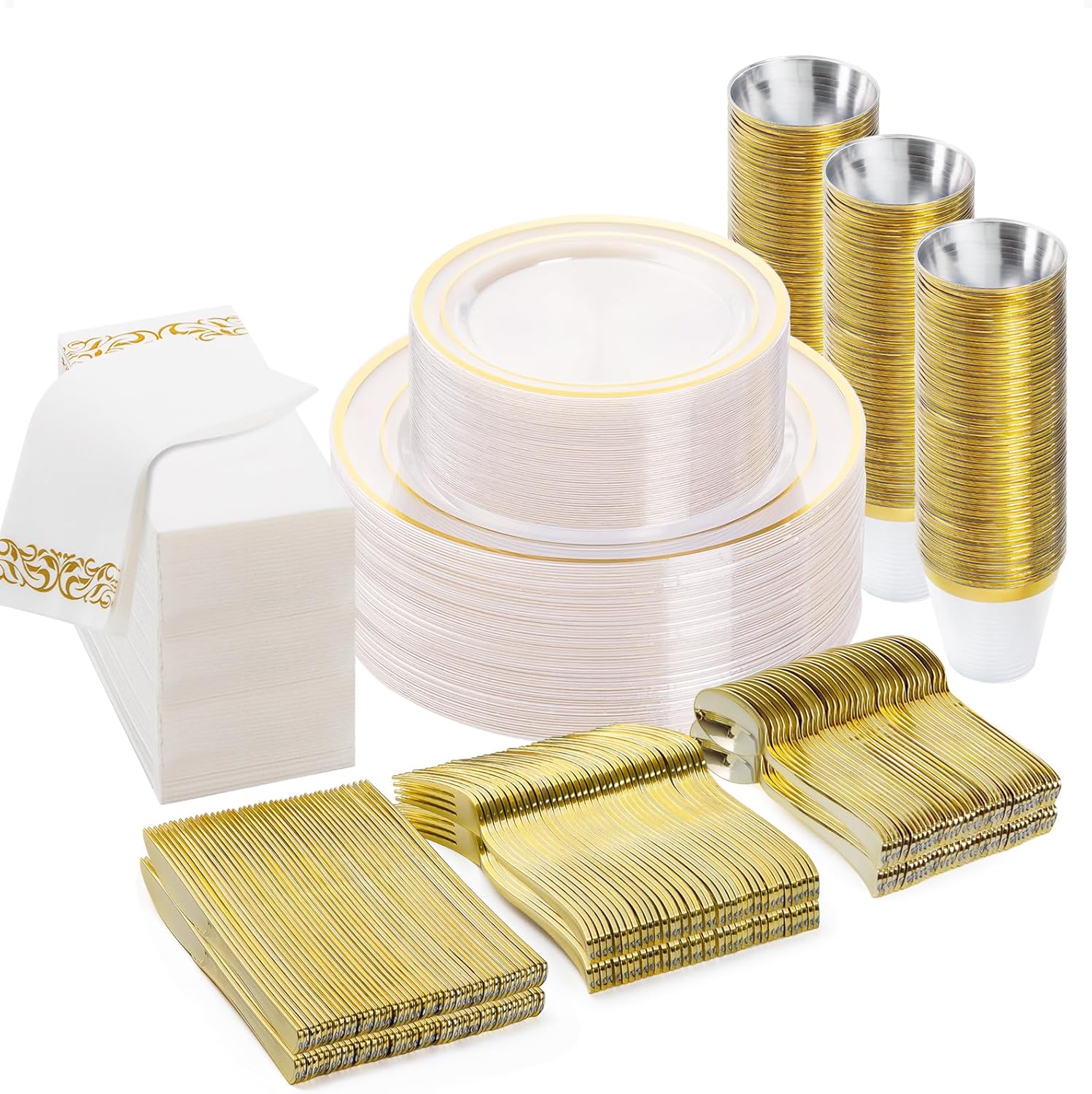 Thumbnail 6 de BESTVIP 700 PCS Gold Dinnerware Set for 100 Guests 🍽️