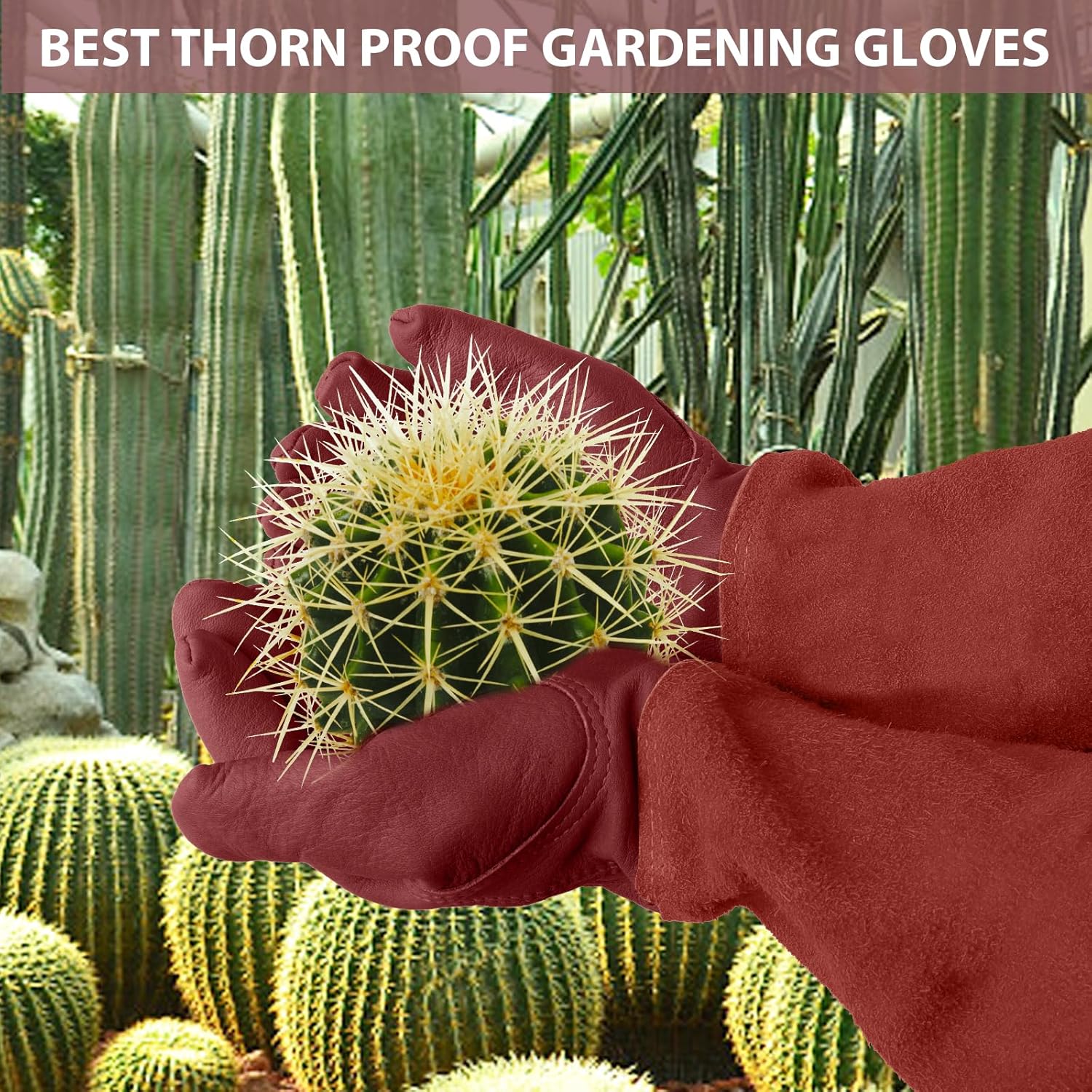 Thumbnail 2 de SLARMOR Leather Gardening Gloves for Women and Men – Thorn-Proof Cowhide with Forearm Protection