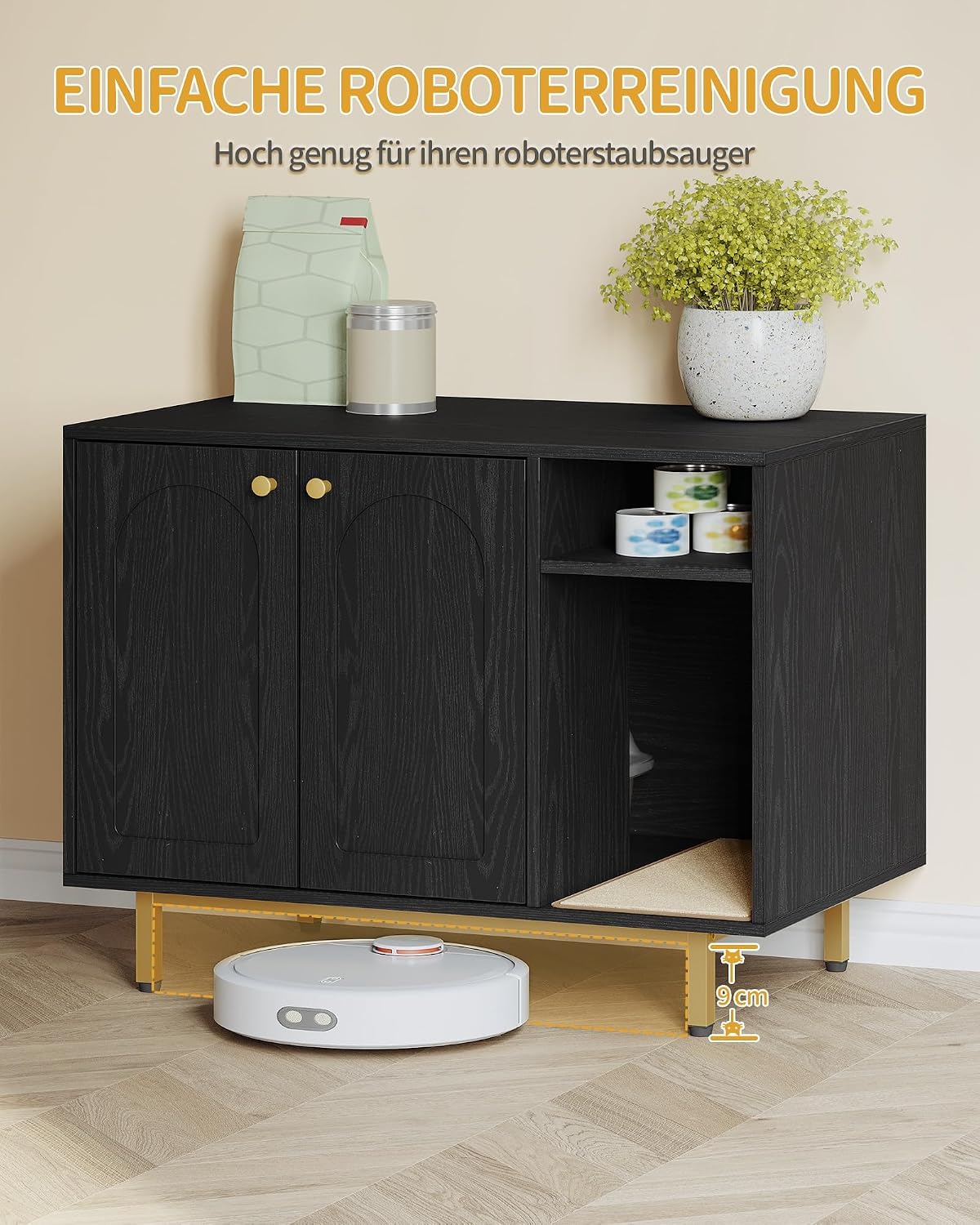 Detalle de Hzuaneri Katzenschrank CB01504G – Katzentoilette, Katzenschrank und Katzenhaus, 80 x 50 x 61 cm