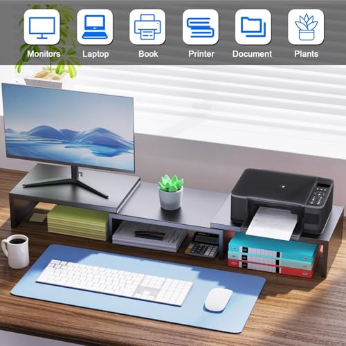 Detalle de Pygocereri Dual Stand Rise for Desk – Metal Desk Shelf Riser and Laptop/Printer Stand