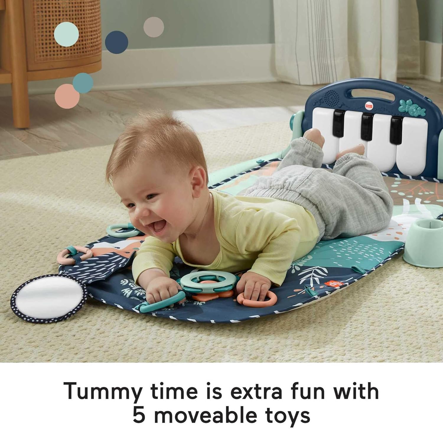 Thumbnail 2 de Fisher-Price Baby Playmat Kick & Play Piano Gym (HKX37) – Navy Fawn musical & sensory mat for newborn to toddler