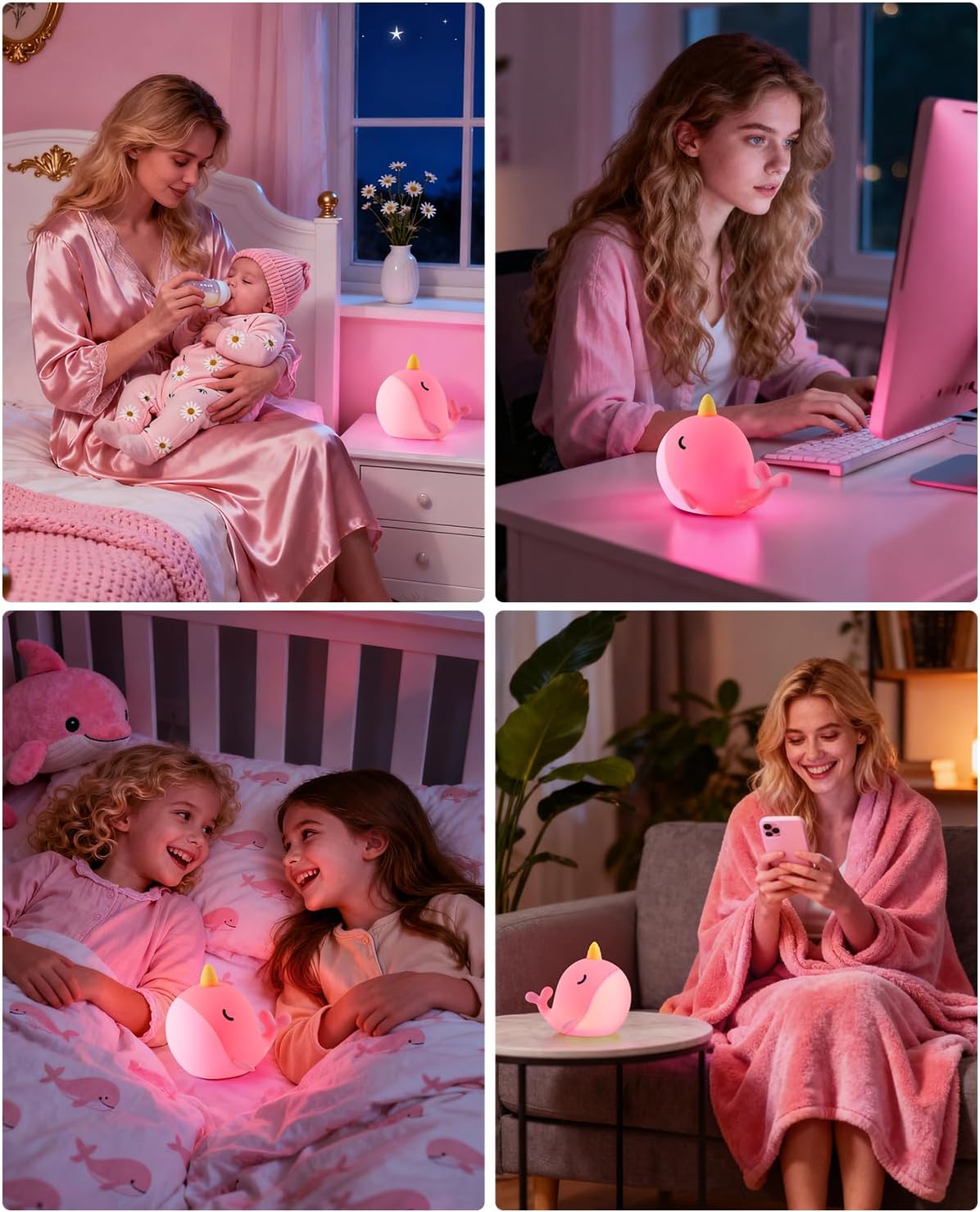Detalle de Fuloon Whale Narwhal Night Light for Kids