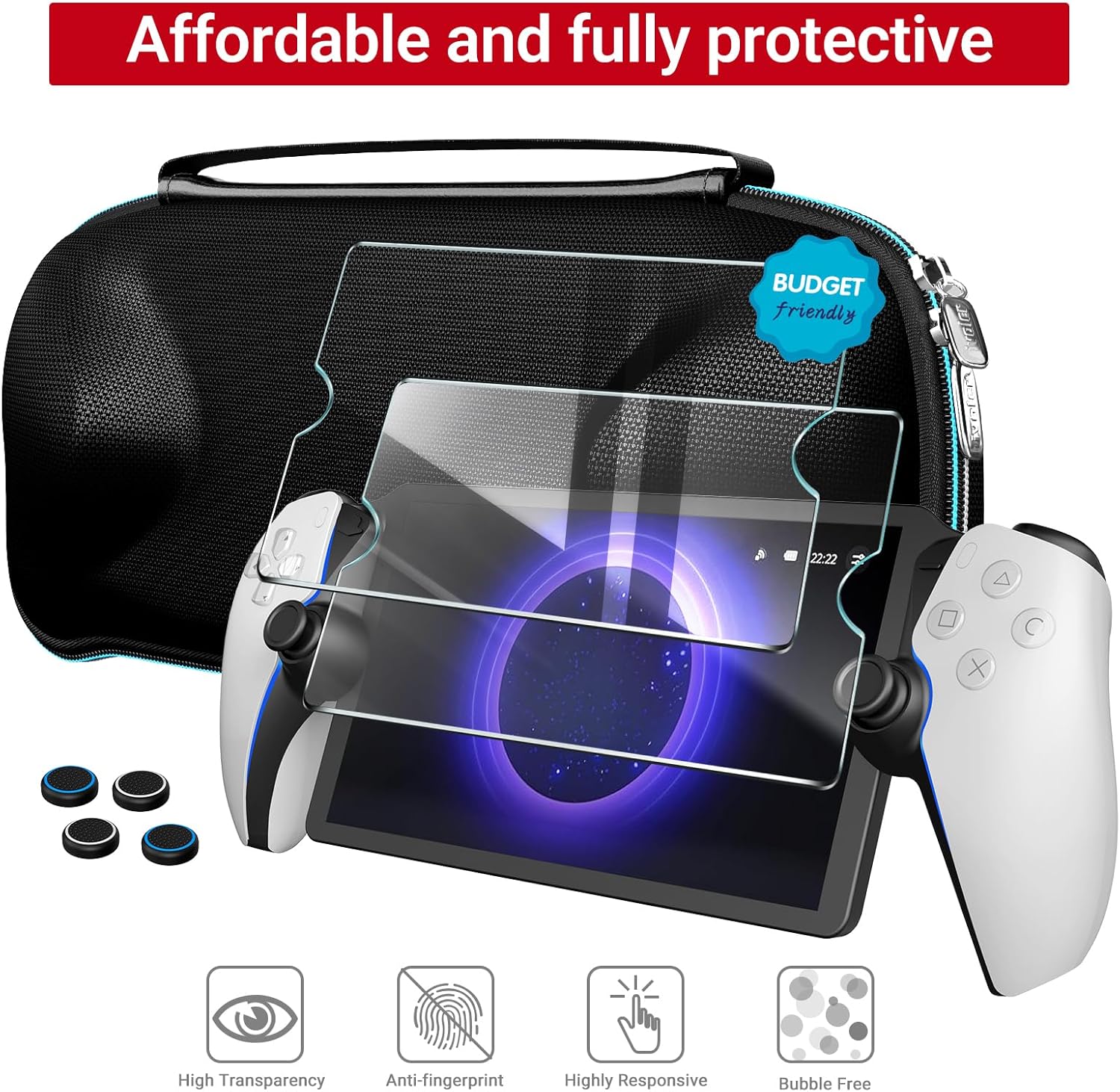 Thumbnail 1 de iVoler Custodia rigida con foro di ricarica per PlayStation Portal e 2 pellicole in vetro temperato 9H