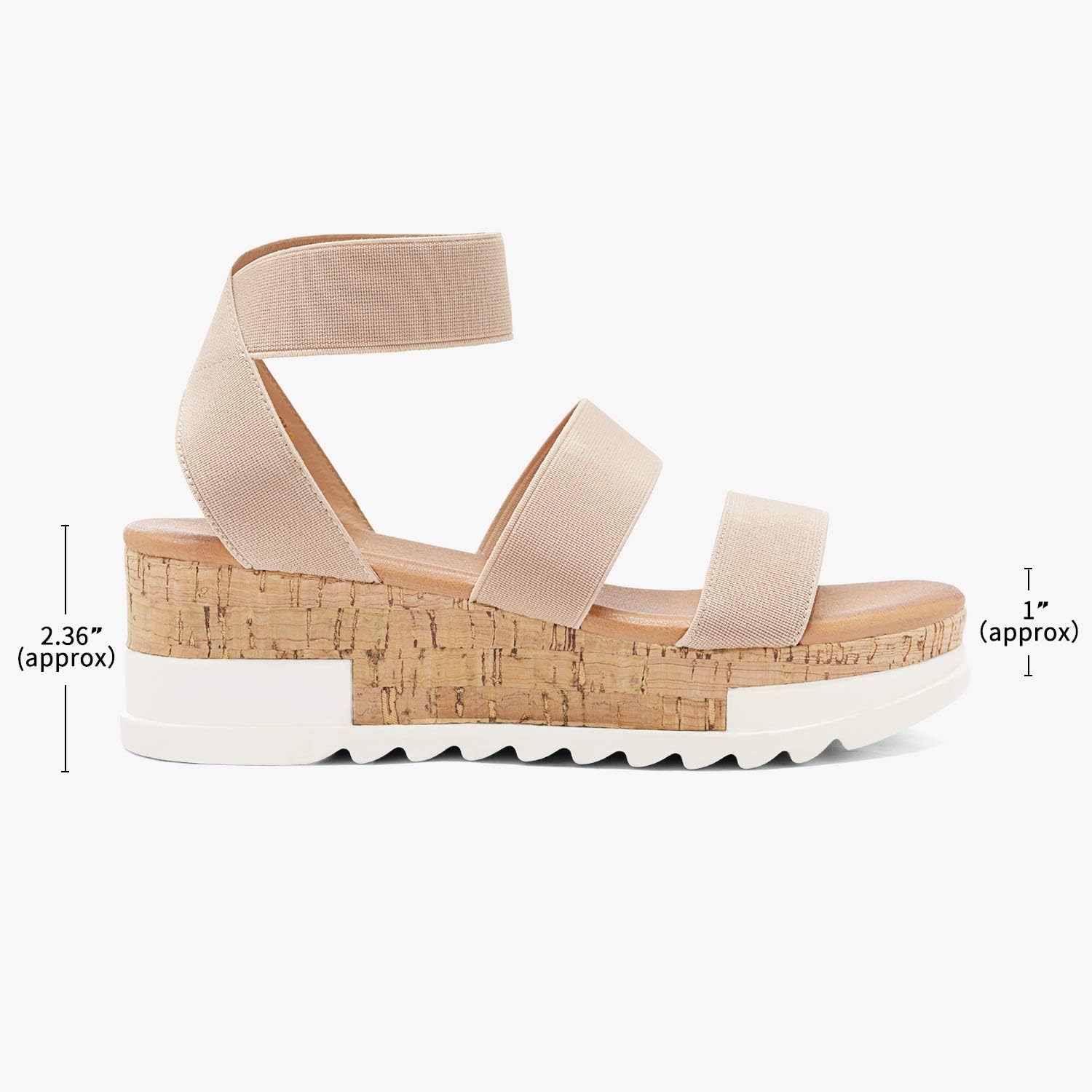 Thumbnail 4 de DREAM PAIRS Women's Open Toe Elastic Ankle Strap Casual Flatform Platform Wedges Sandals