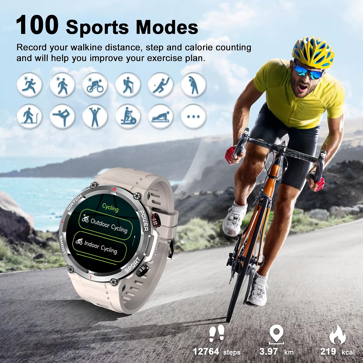 Detalle 2 de Blackview W50 Smartwatch Uomo e Donna: Orologio Intelligente Fitness con Chiamate Bluetooth e 100 Modalità Sportive