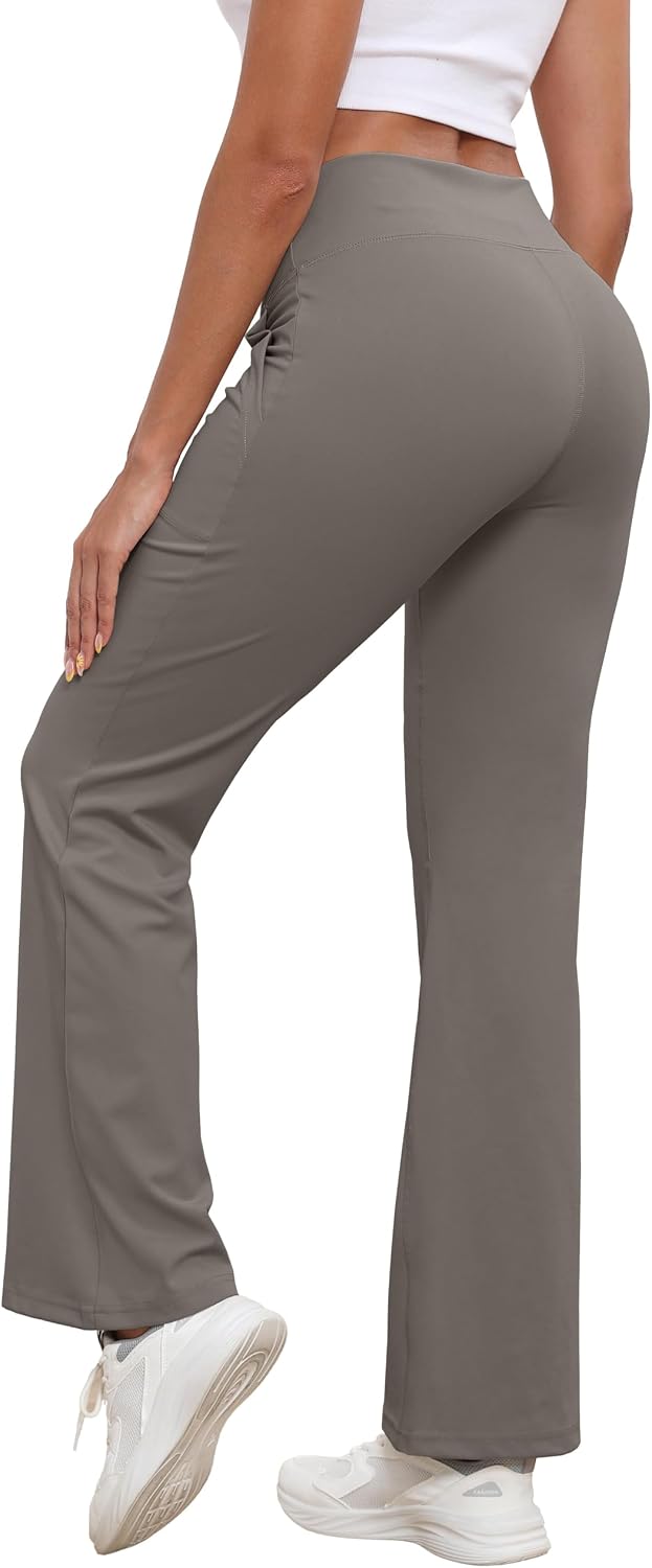 Detalle de GRECERELLE Womens Yoga Pants Trousers with Crossover High Waist and Pockets