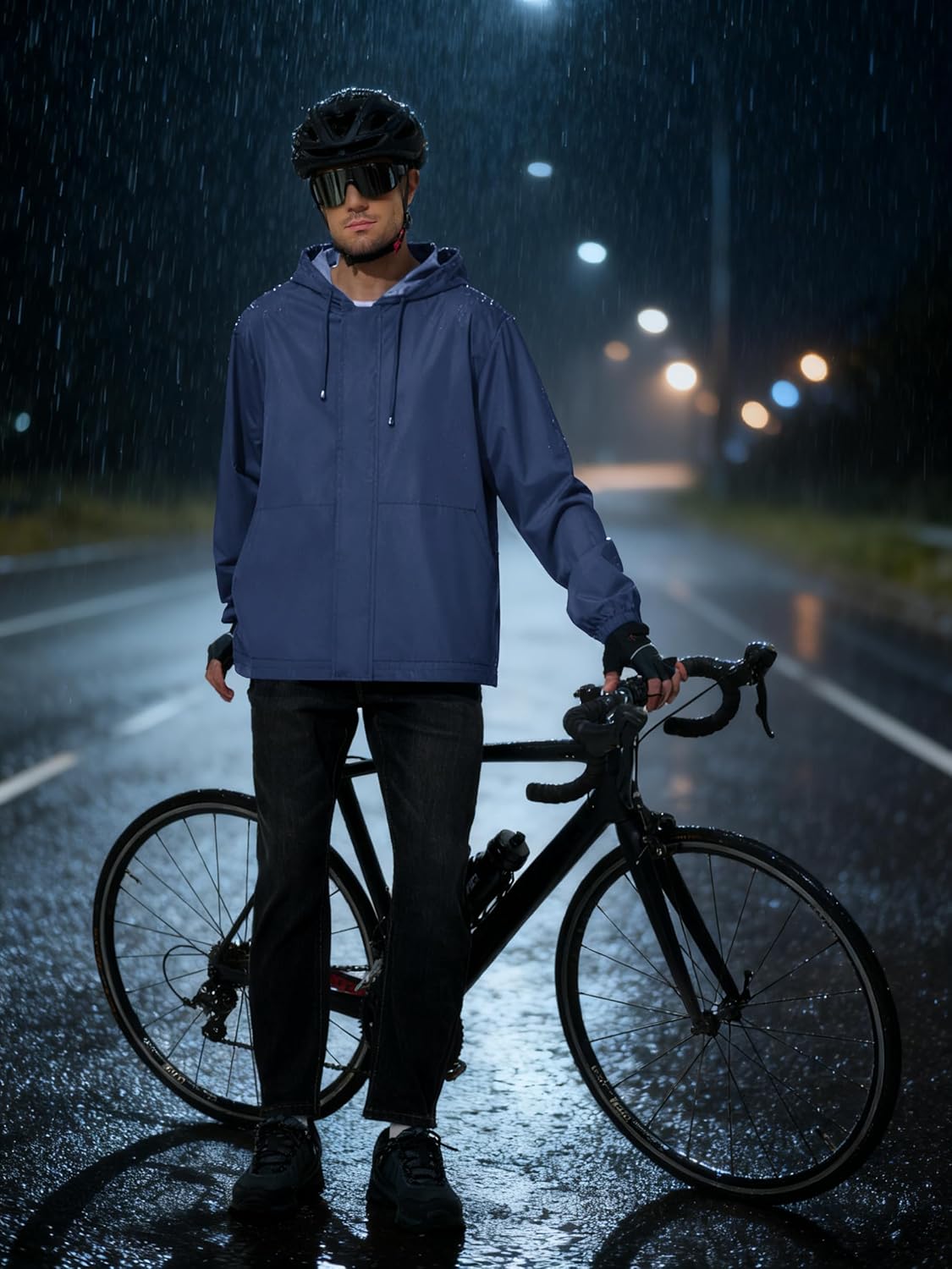 Detalle de UIQUR Men's Rain Jacket Waterproof Windbreaker – Lightweight Packable Raincoat