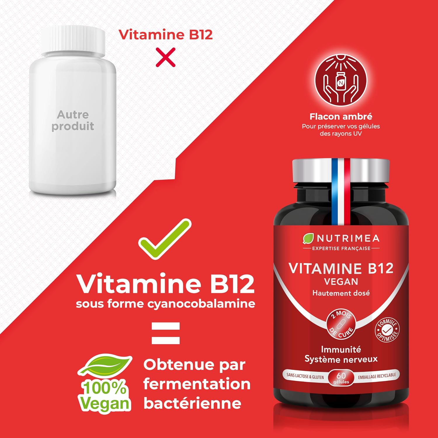 Thumbnail 2 de Vitamine B12 Pure Nutrimea (cyanocobalamine) – 1000 µg, gélules véganes – cure 2 mois