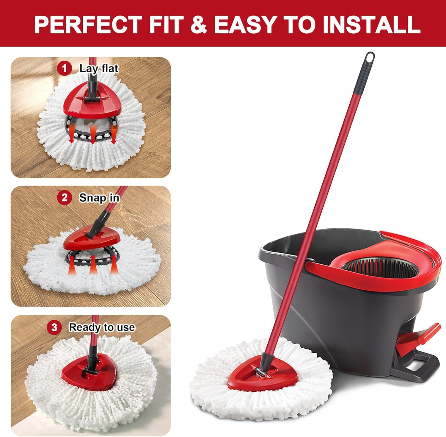 Detalle de 4 Pack Mop Heads for O-Ceda Easy Wrin Spin