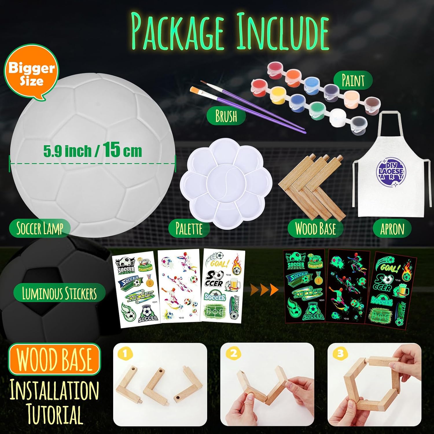 Detalle de Paint Your Own Football Lamp Kit: Creative DIY Night Light for Kids