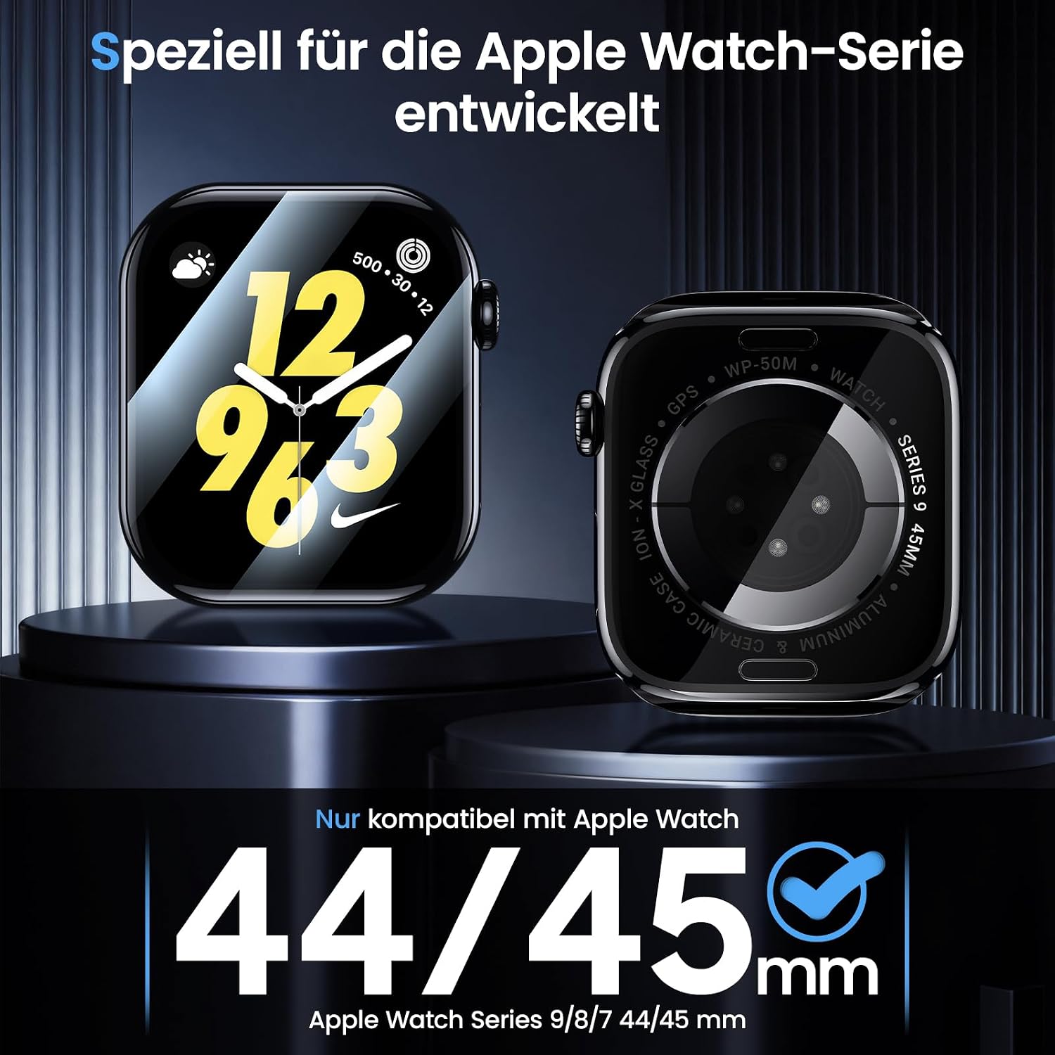 Thumbnail 1 de UniqueMe Displayschutzfolie für Apple Watch 44/45 mm (4 Stück) – HD TPU mit einfacher Anbringung