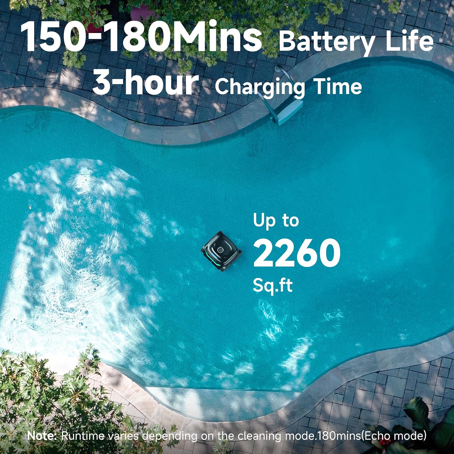 Detalle de WYBOT C2 Cordless Robotic Pool Cleaner — Dual Filtration for Floor, Wall & Waterline