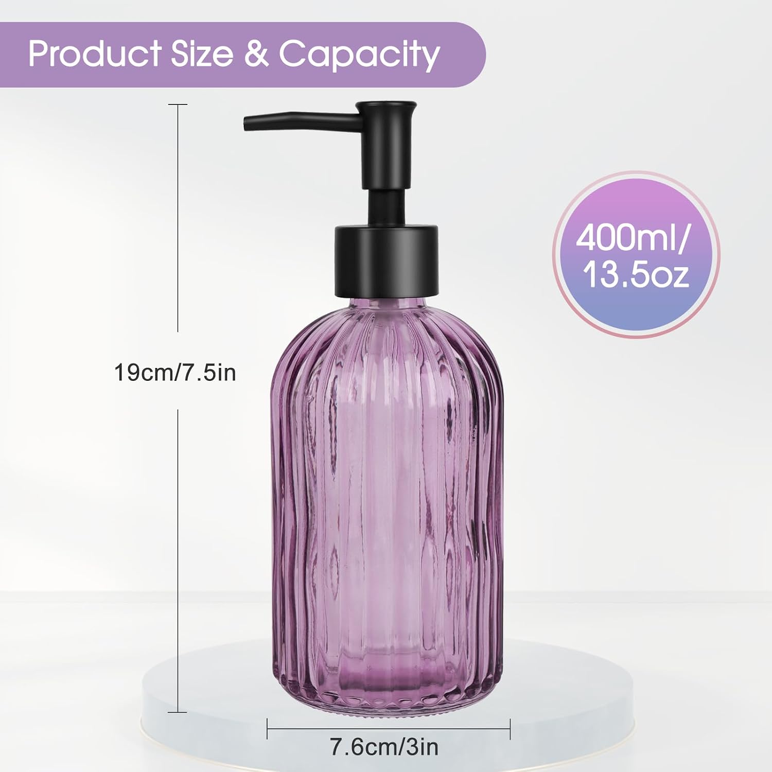 Detalle de Glass Soap Dispenser Set, 400 mL