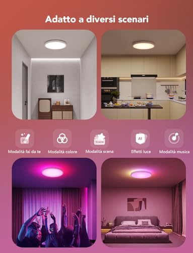 Thumbnail 4 de Govee RGBIC LED Plafoniera a Soffitto 2400 lm – 30 cm, design ronde, controllo vocale e scena RGBIC