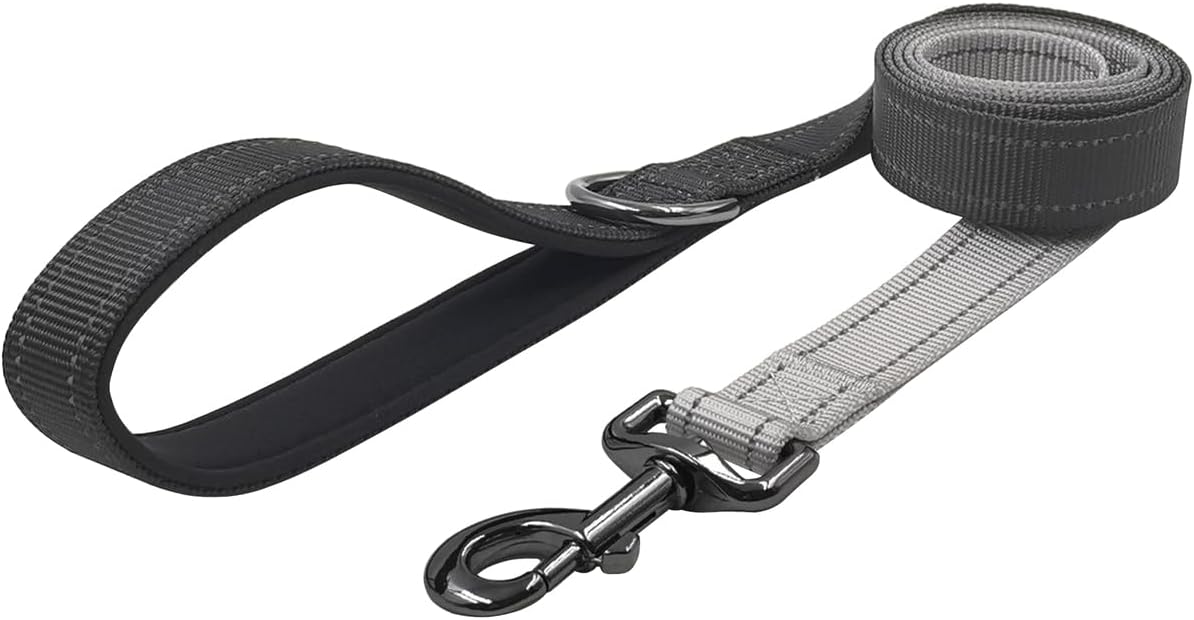 Thumbnail 4 de Olahibi Dog Collar Leash Set – Gradient Colour, Reflective Strips, Neoprene Handle, 150 cm Leash (Medium, Black/Grey)