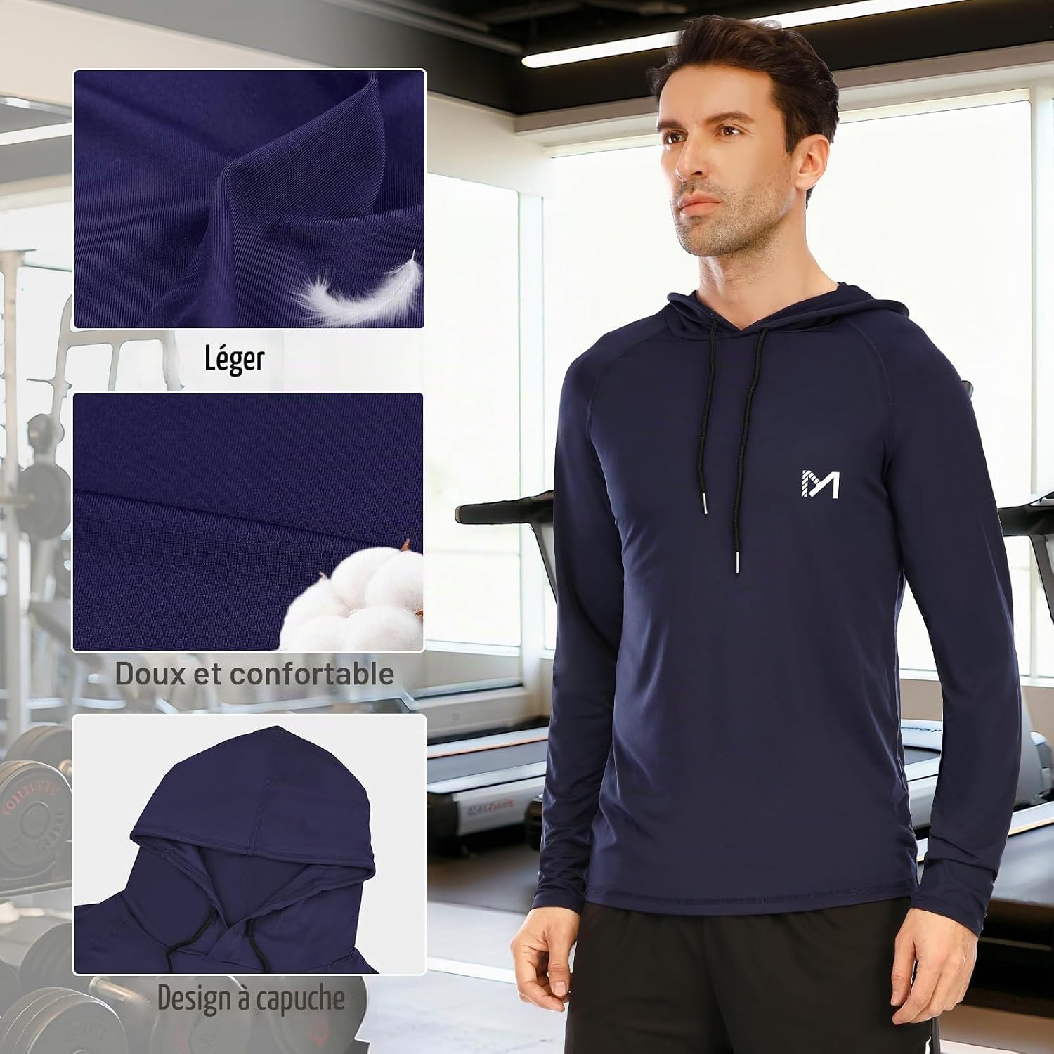 Detalle de MEETYOO Tee Shirt Homme à manches longues – Baselayer textile pour Running et Fitness