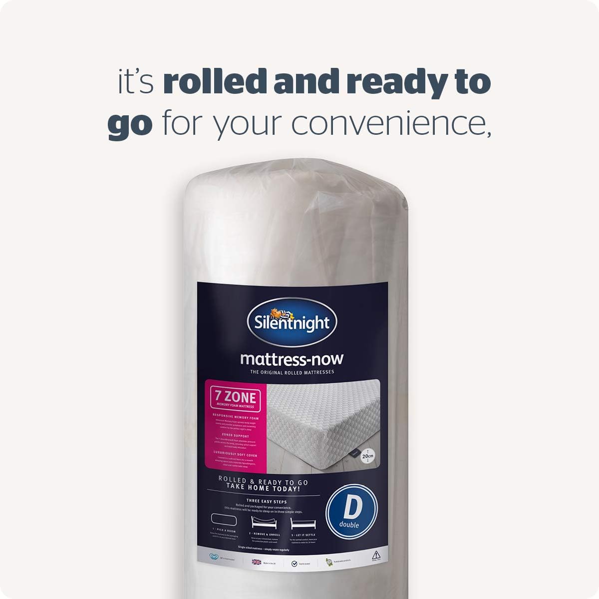 Thumbnail 5 de Silentnight 7 Zone Memory Foam Rolled Mattress King