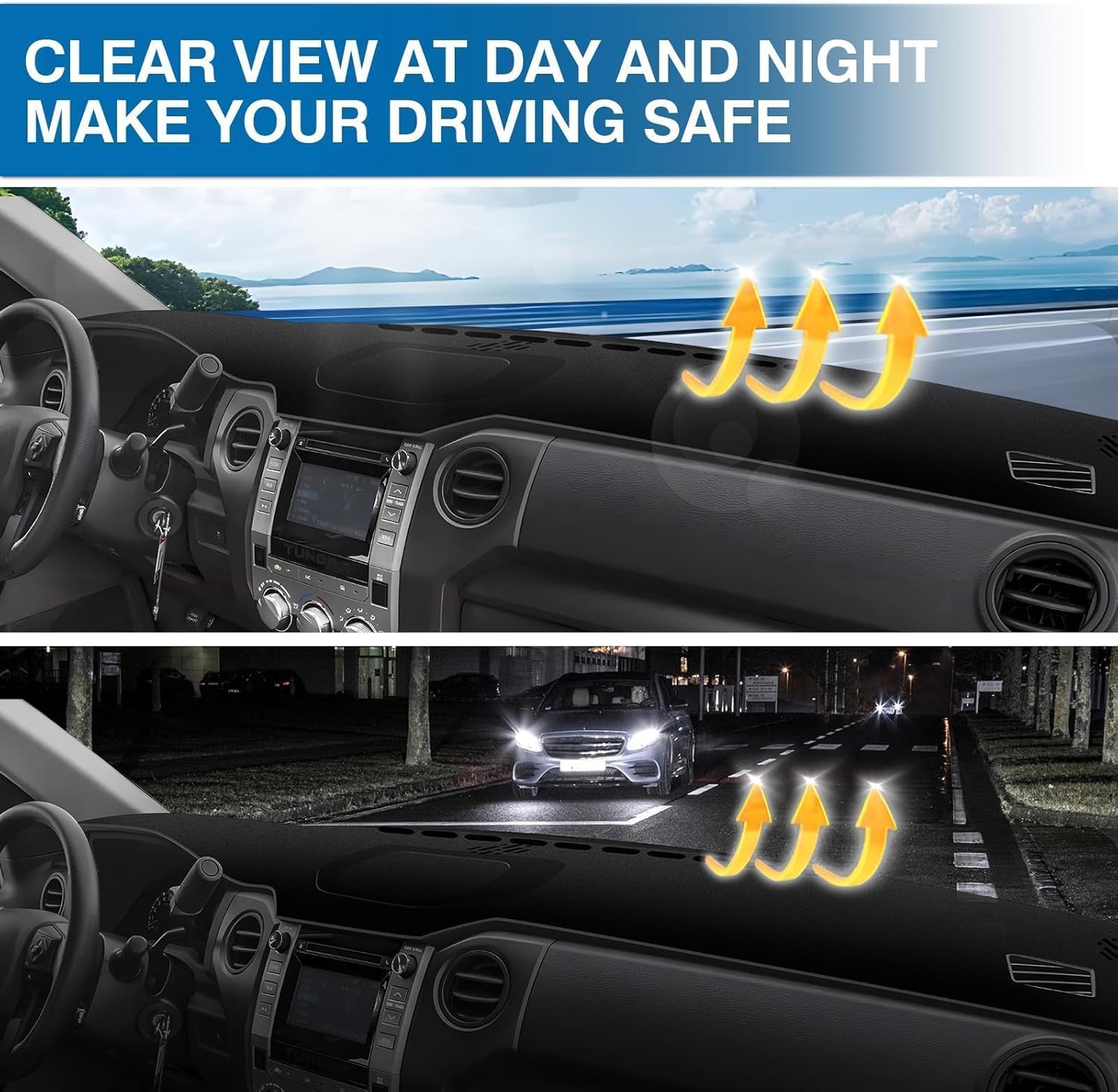 Thumbnail 5 de KUST Black Dash Cover for Toyota Tundra (2014-2020/2021) Non-Slip Polyester Custom Fit