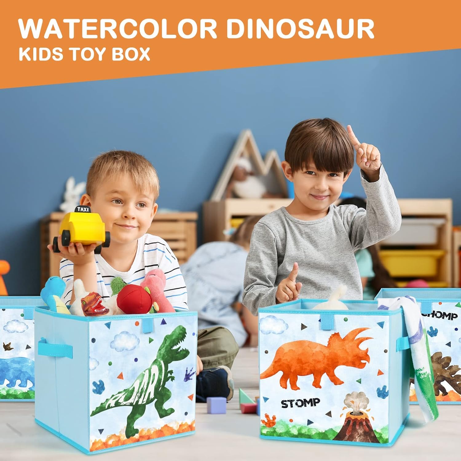 Thumbnail 5 de WERNNSAI Cube Storage Bins - 4-Pack Dinosaur Fabric Foldable Organisers, 28 cm