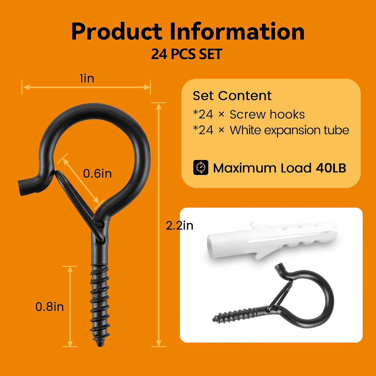 Detalle de TAIHUIMY Screw Hooks for Outdoor String Lights (Q-Hanger Clips) with Safety Buckle – 24 pack