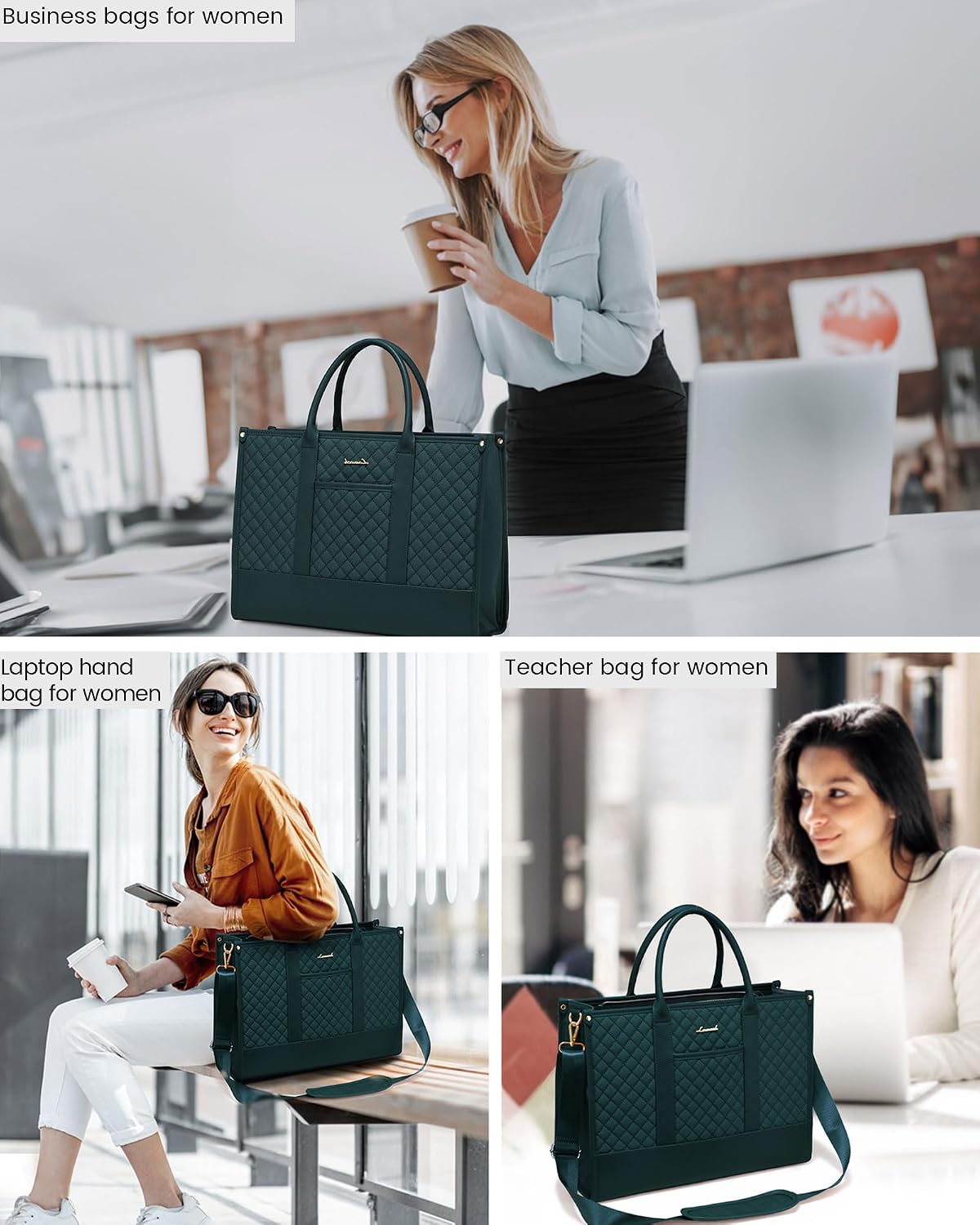 Detalle de LOVEVOOK Laptoptasche Damen 17 Zoll – Große, wasserdichte Arbeitstasche mit viel Stauraum