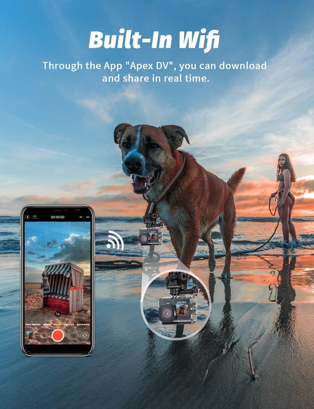 Thumbnail 4 de Apexcam 4K 60FPS Action Camera with Dual Touch Screens and 48MP Capture