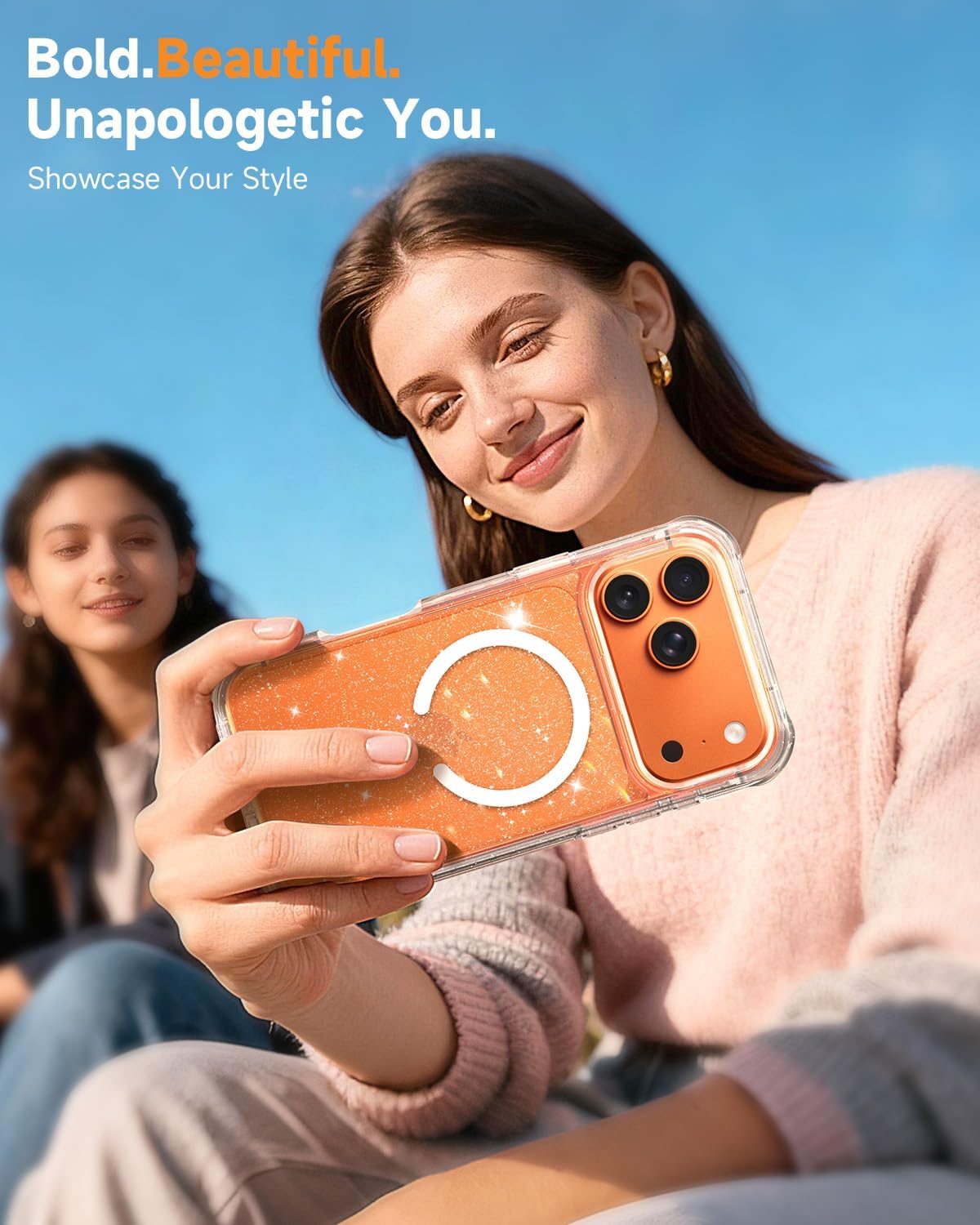 Thumbnail 6 de seacosmo Magnetic for iPhone 17 Pro Max Case with Built-in 9H Tempered Glass, MagSafe Compatible, Full-Body Shockproof, Clear Glitter