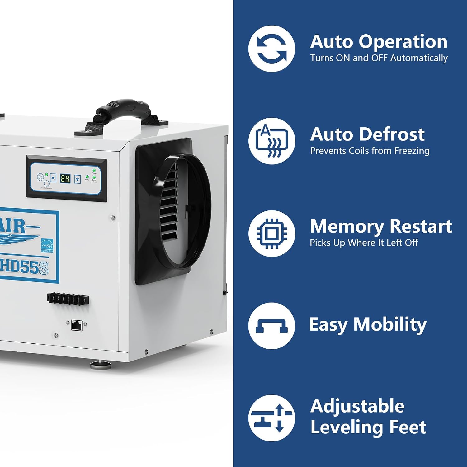 Detalle de ALORAIR Sentinel HD55S-White Commercial Crawl Space Dehumidifier, 120 PPD