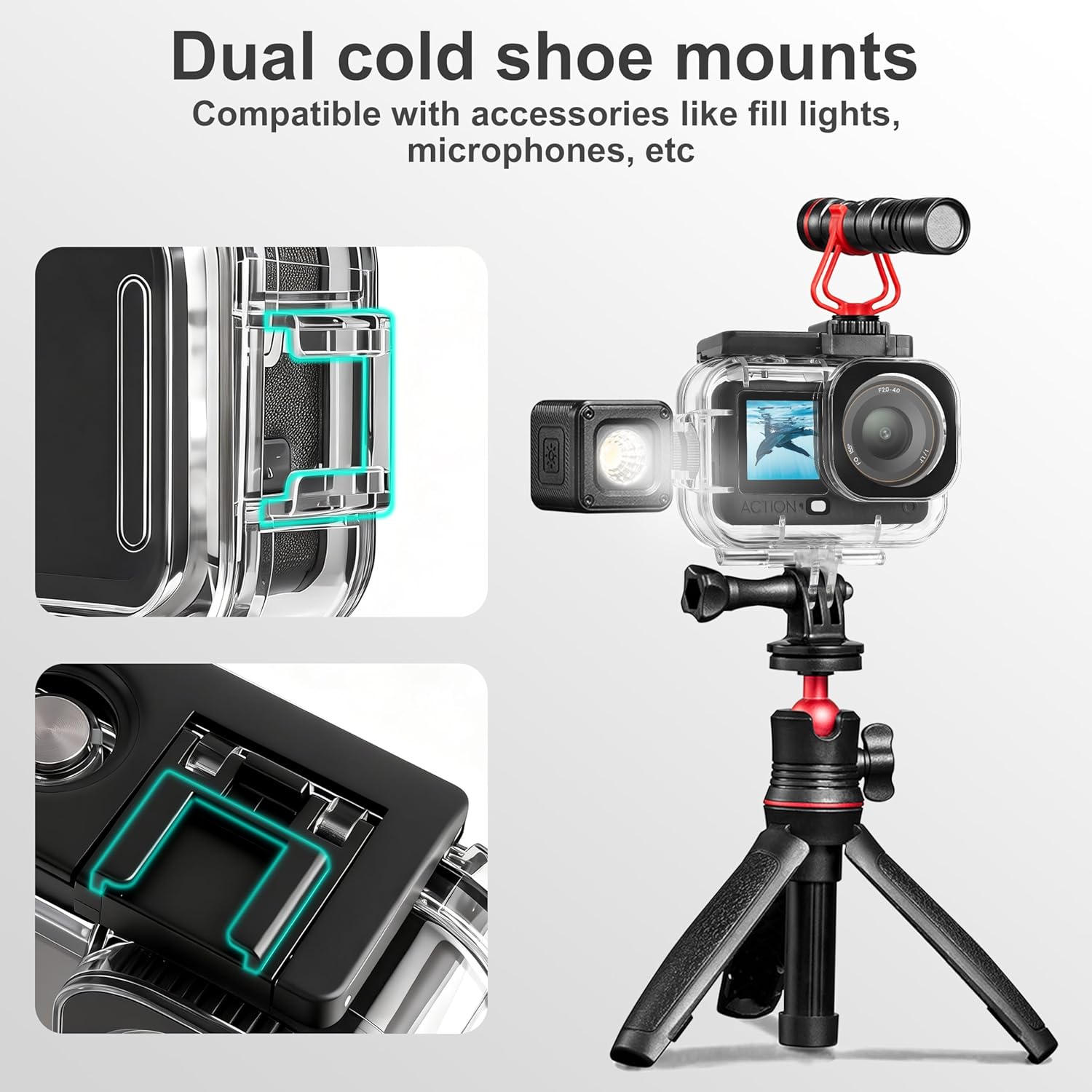 Thumbnail 4 de FiTSTILL Wasserdichtes Gehäuse 60 m für DJI Osmo Action 6 (Dual Cold Shoe, optische Glaslinse)