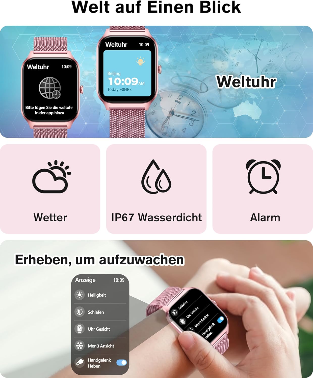 Thumbnail 6 de KALINCO Smartwatch Herren Damen mit Blutdruckmessung, Bluetooth-Telefonie & Fitness-Tracker (SpO2, Stress, 100+ Sportmodi)