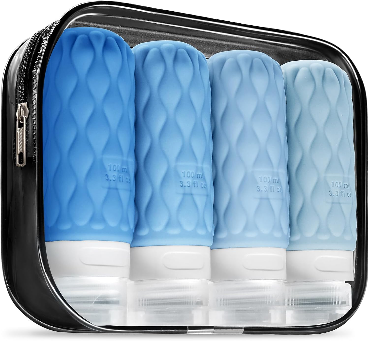 Detalle de Lericttor 100ml Silicone Travel Bottles with Labels and Clear Bag – Leakproof Refillable Set for Toiletries