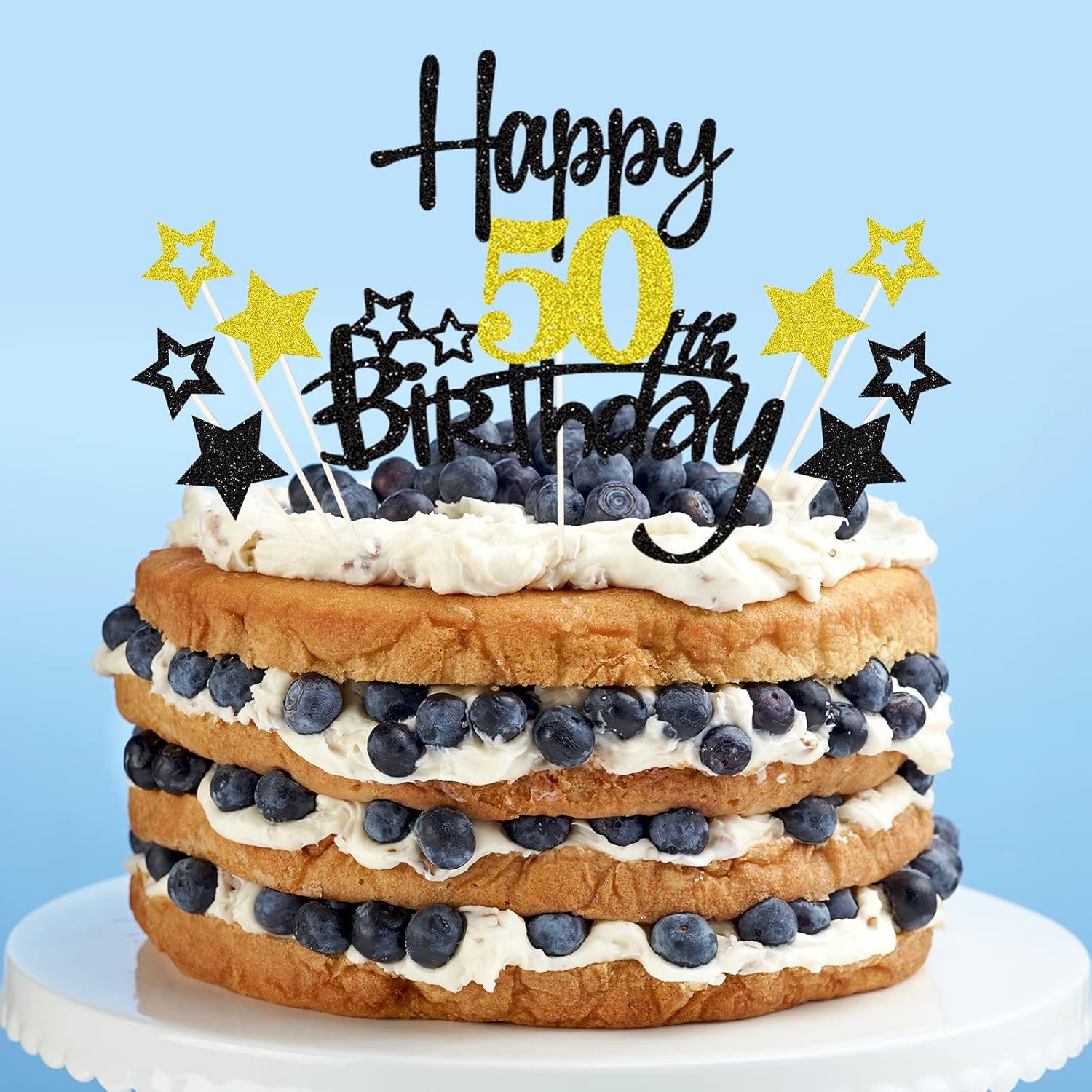 Detalle 2 de palasasa 50 Geburtstag Tortendeko – Happy 50 Birthday Cake Topper Set