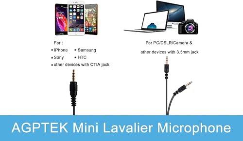 Thumbnail 7 de AGPTEK Microphone Cravate 3,5 mm – Condensateur Omnidirectionnel, léger et Plug & Play