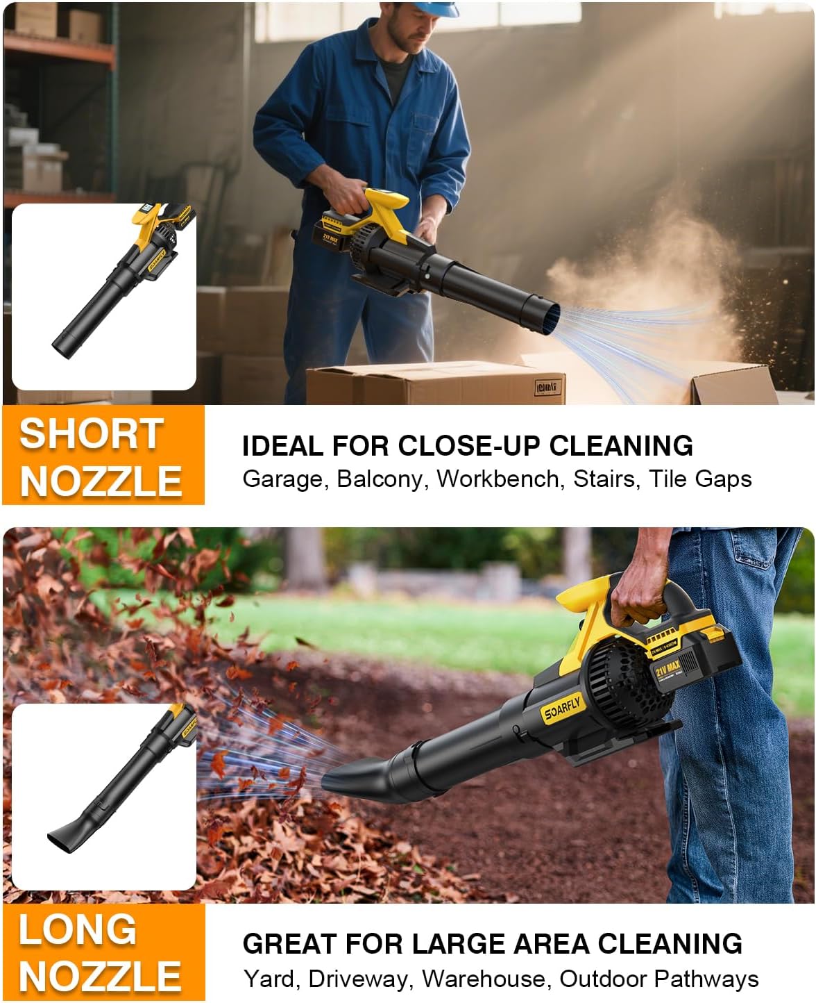 Thumbnail 6 de SoarFly JY-LB2401 Cordless Leaf Blower, 650 CFM, LCD Display and 2 Batteries