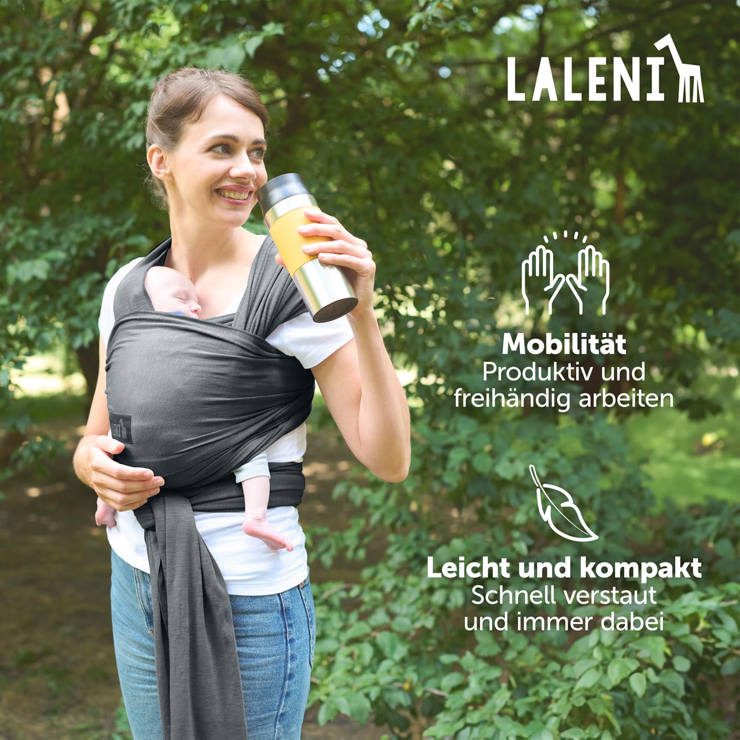 Thumbnail 5 de Laleni Babytragetuch für Neugeborene – 100% Bio-Baumwolle, elastisch bis 15 kg