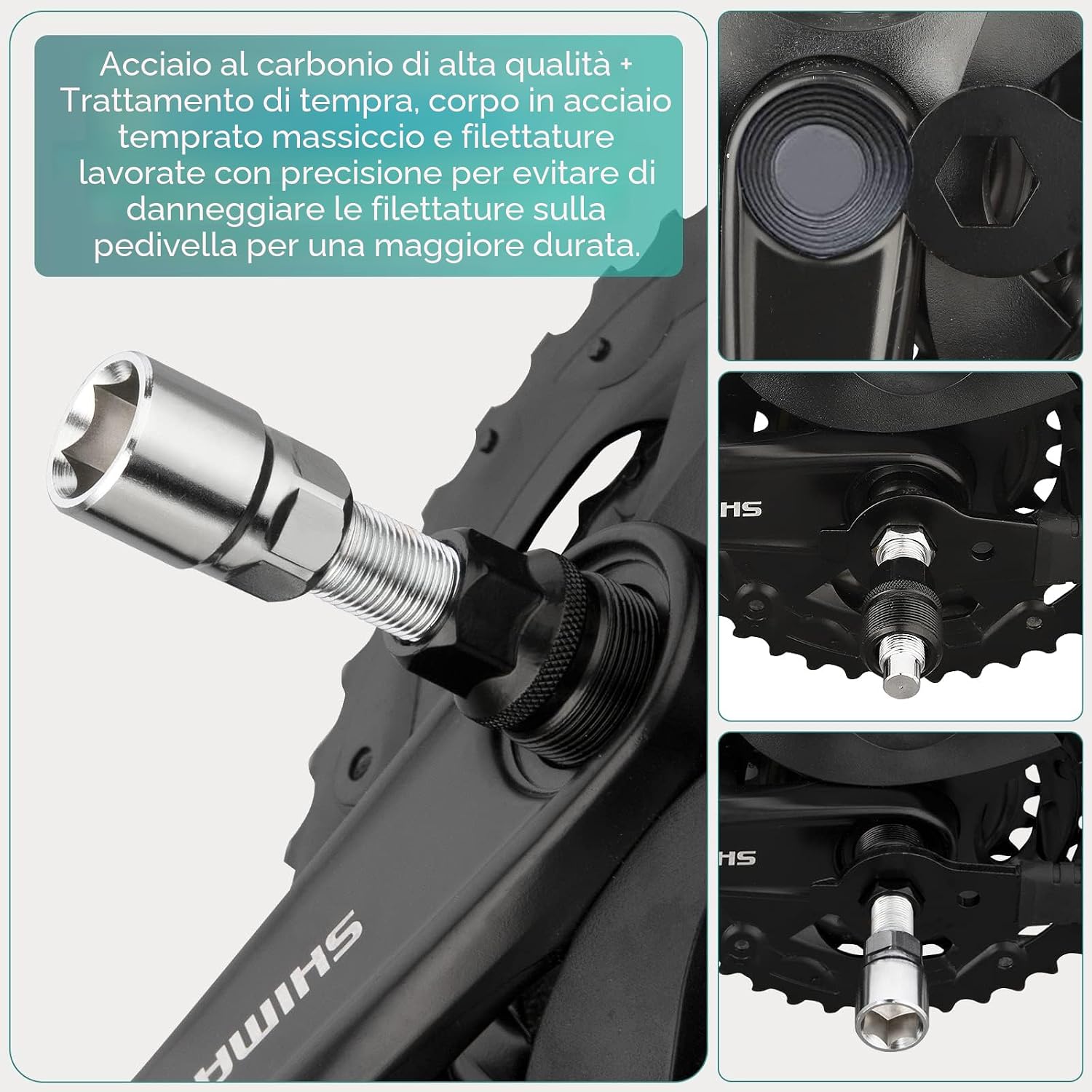 Thumbnail 2 de Homord Estrattore Pedivella Bici e Estrattore Movimento Centrale Bici con Chiave Inglese da 16mm