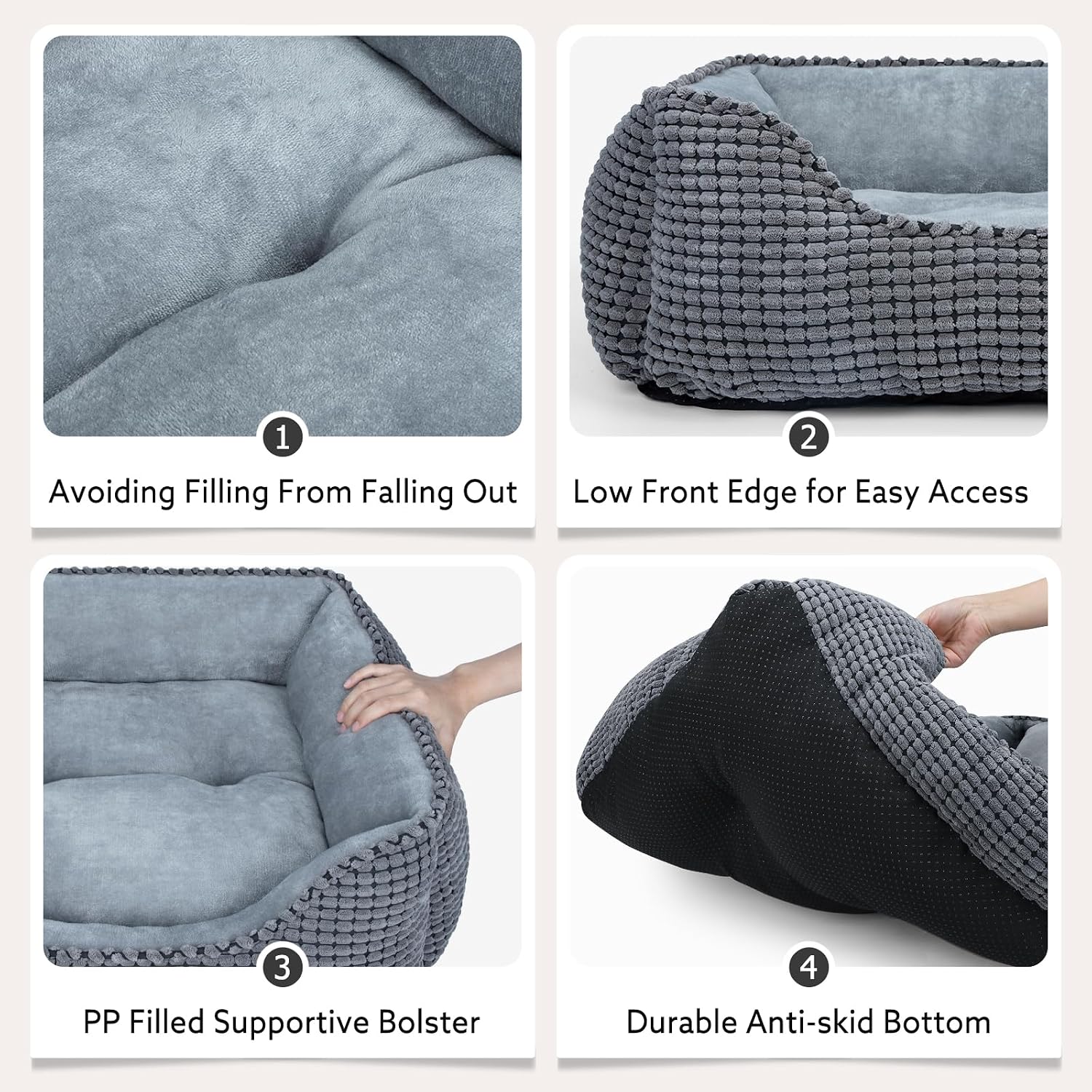 Detalle 1 de MIXJOY Rectangle Dog Bed 25 in, Grey