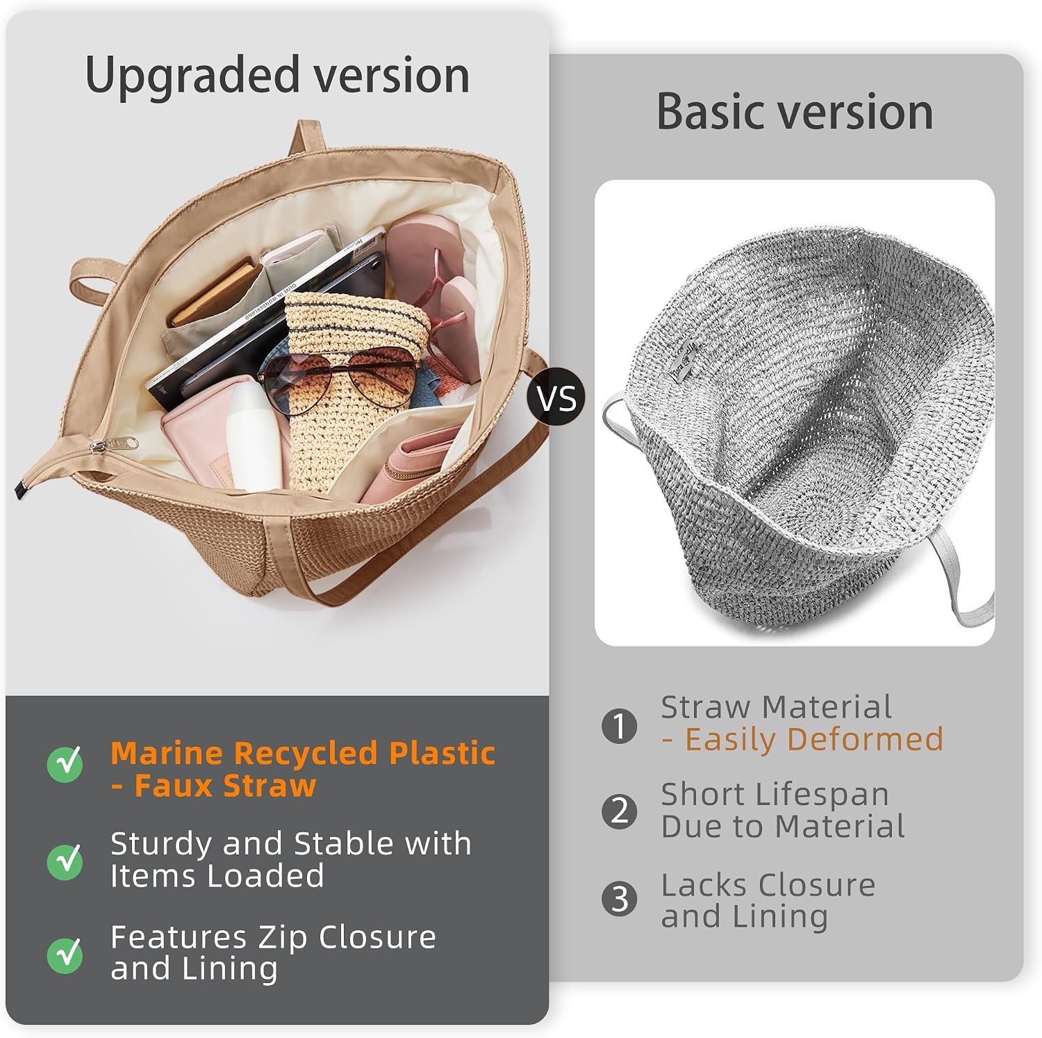 Thumbnail 6 de KALIDI Large Straw Bag: Beach Tote Crafted from Marine Recycled Plastic